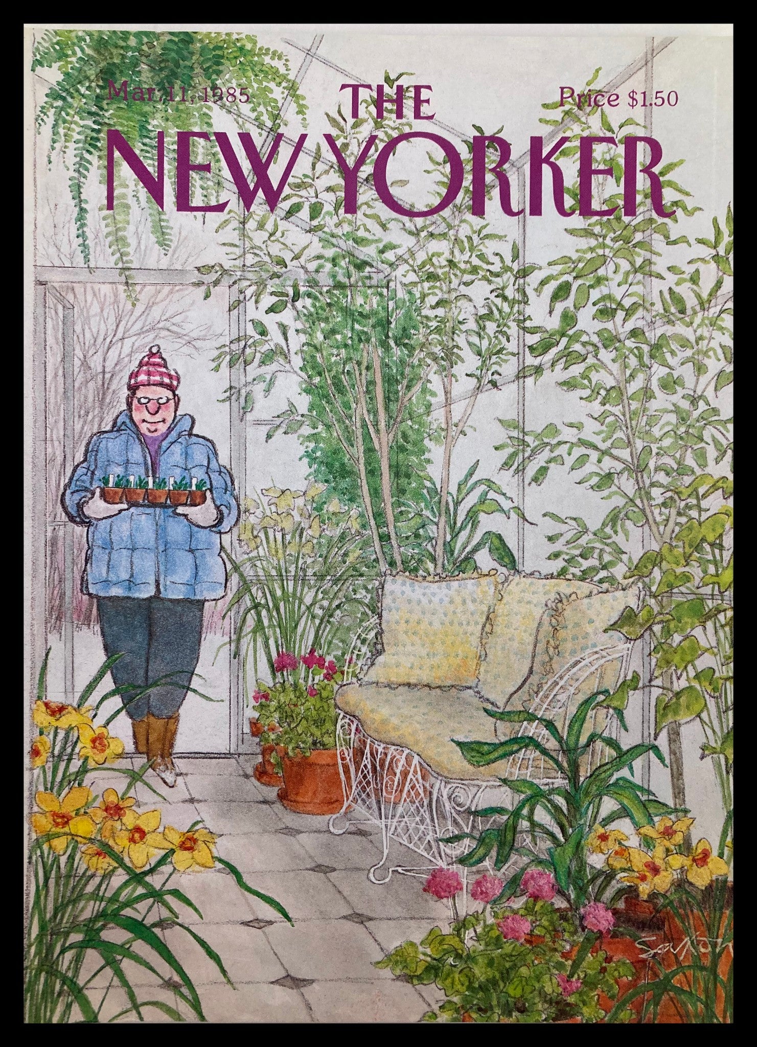 COVER ONLY The New Yorker March 11 1985 Plant Room by Charles Saxon No Label