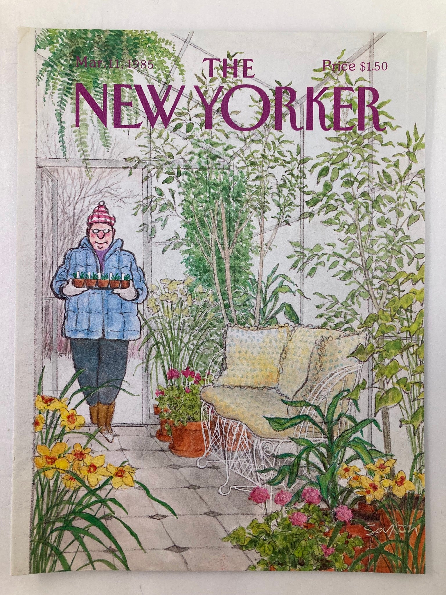 COVER ONLY The New Yorker March 11 1985 Plant Room by Charles Saxon No Label