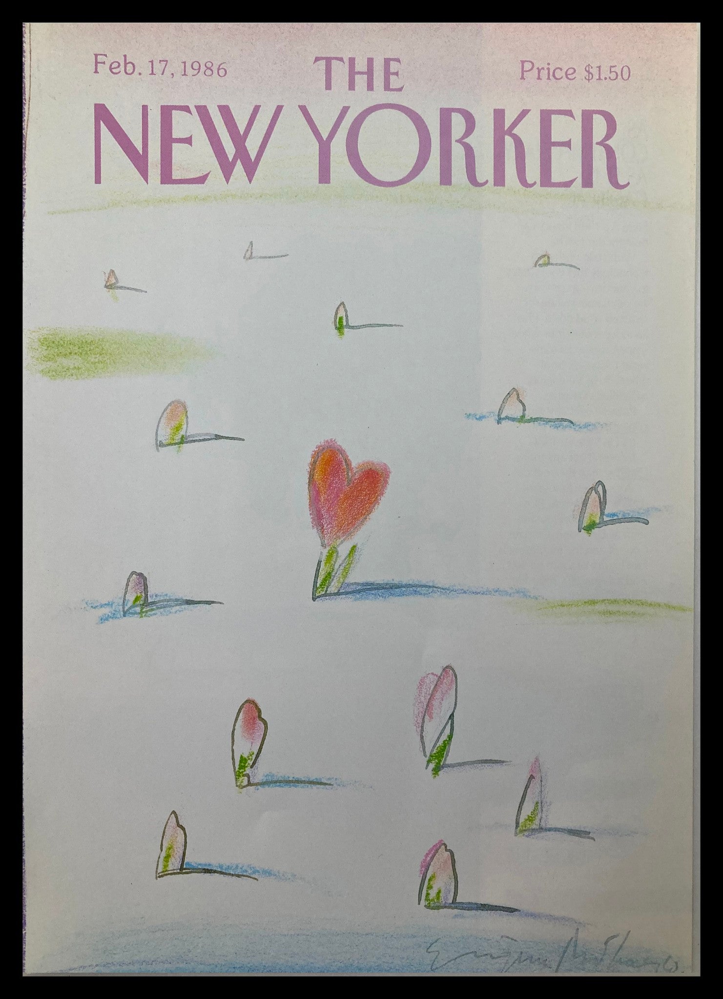 COVER ONLY The New Yorker February 17 1986 Heart Plants by E. Mihaesco No Label