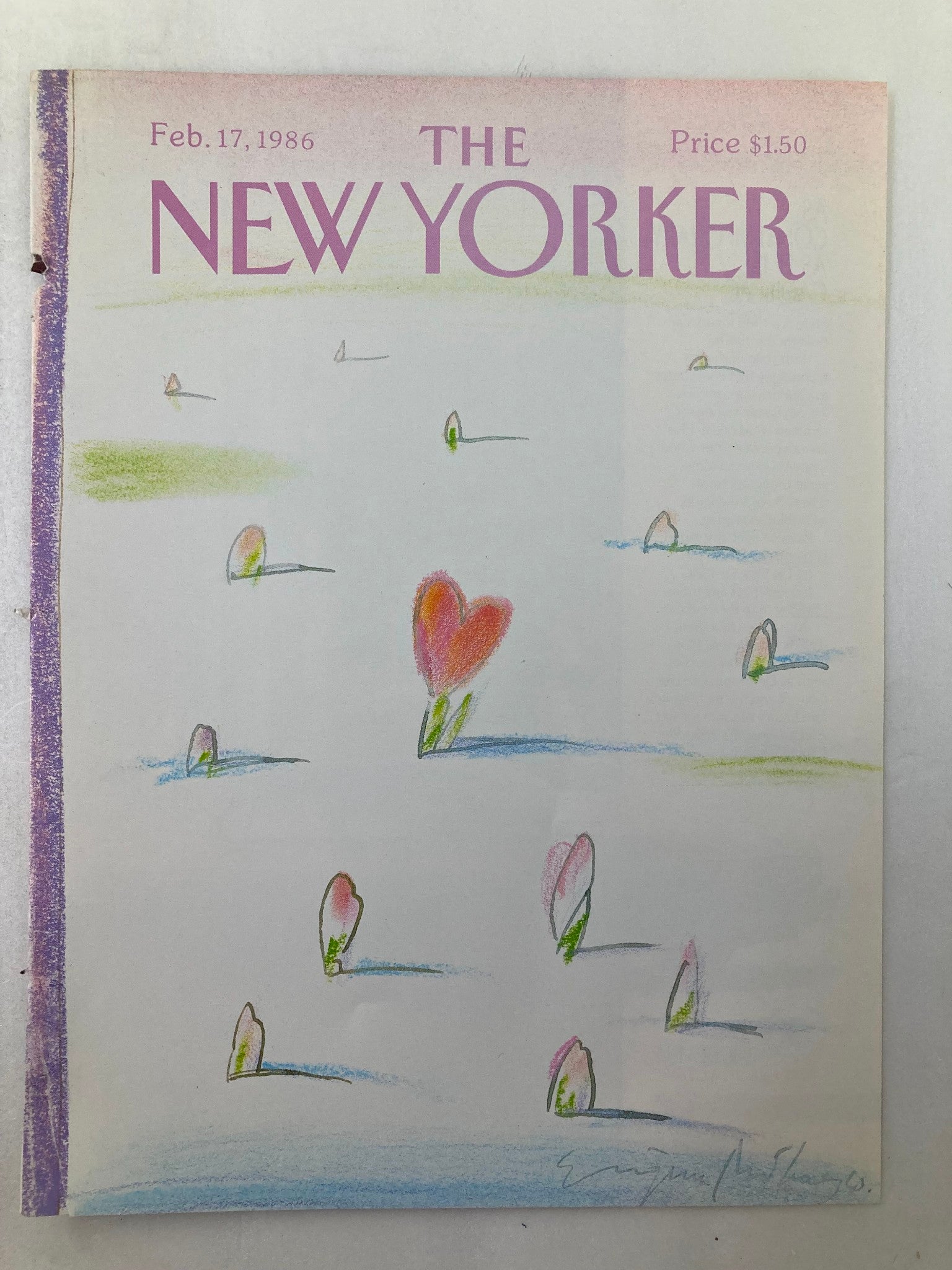 COVER ONLY The New Yorker February 17 1986 Heart Plants by E. Mihaesco No Label