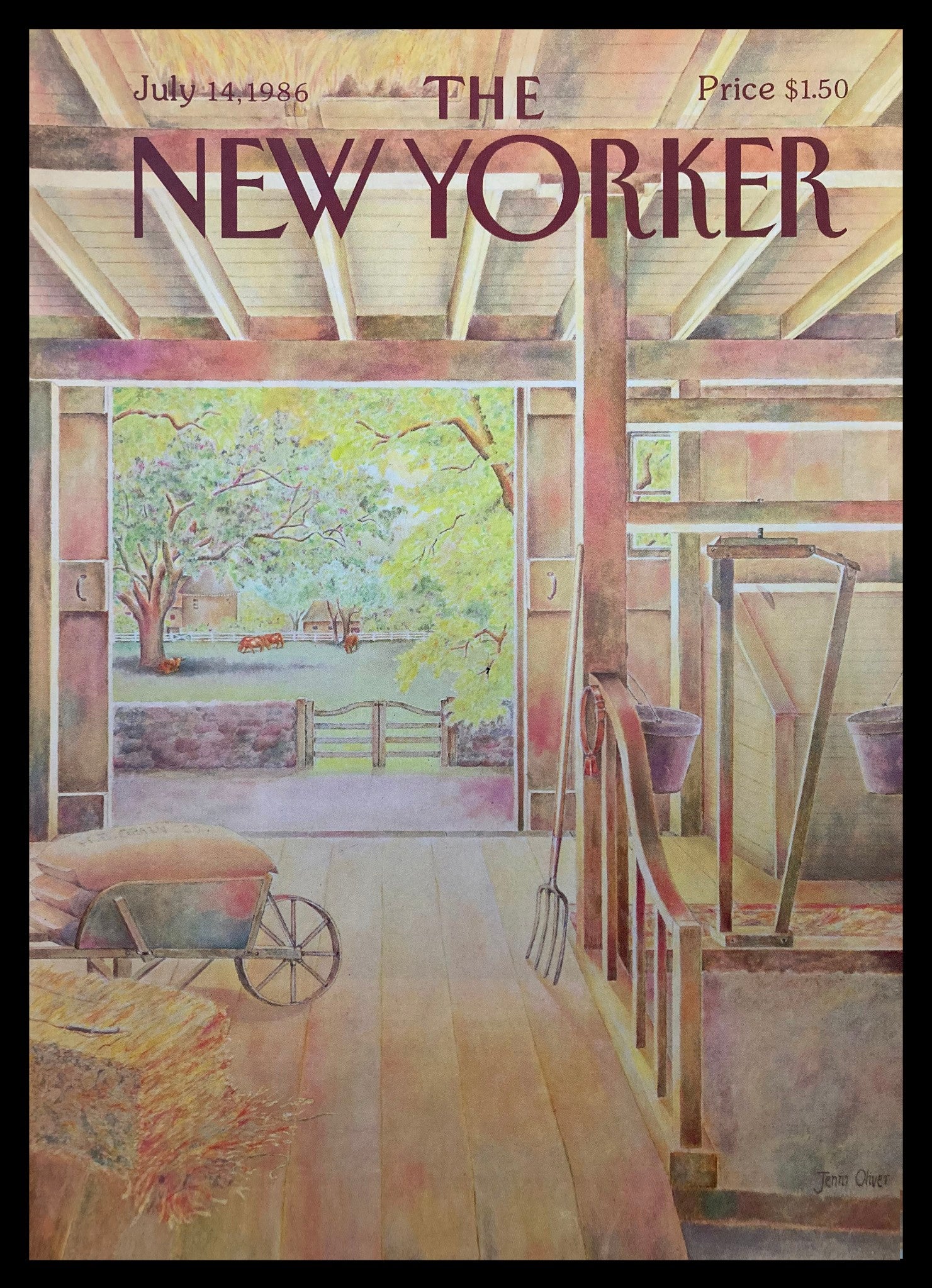 COVER ONLY The New Yorker July 14 1986 Farm Life by Jenni Oliver No Label