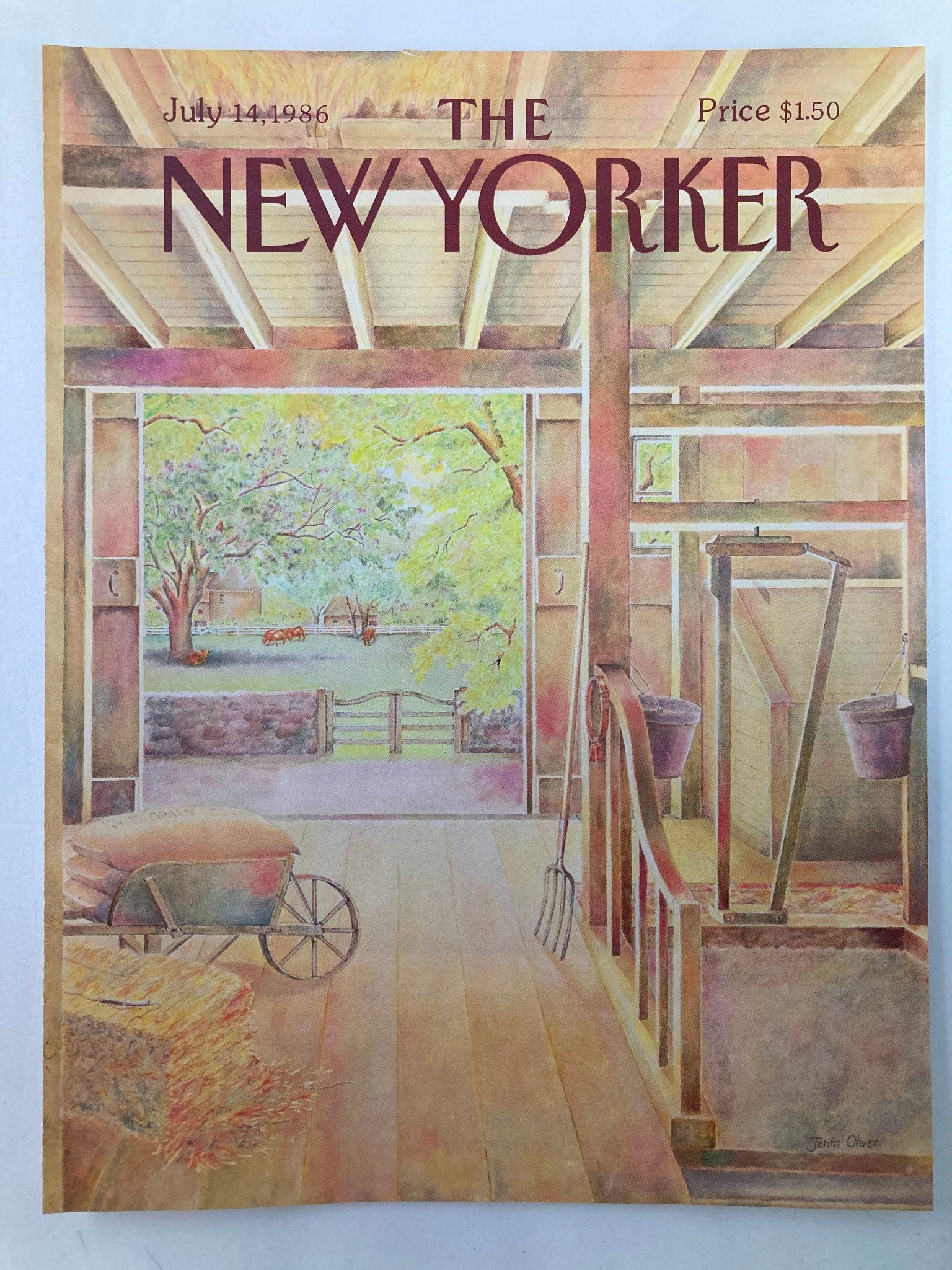 COVER ONLY The New Yorker July 14 1986 Farm Life by Jenni Oliver No Label