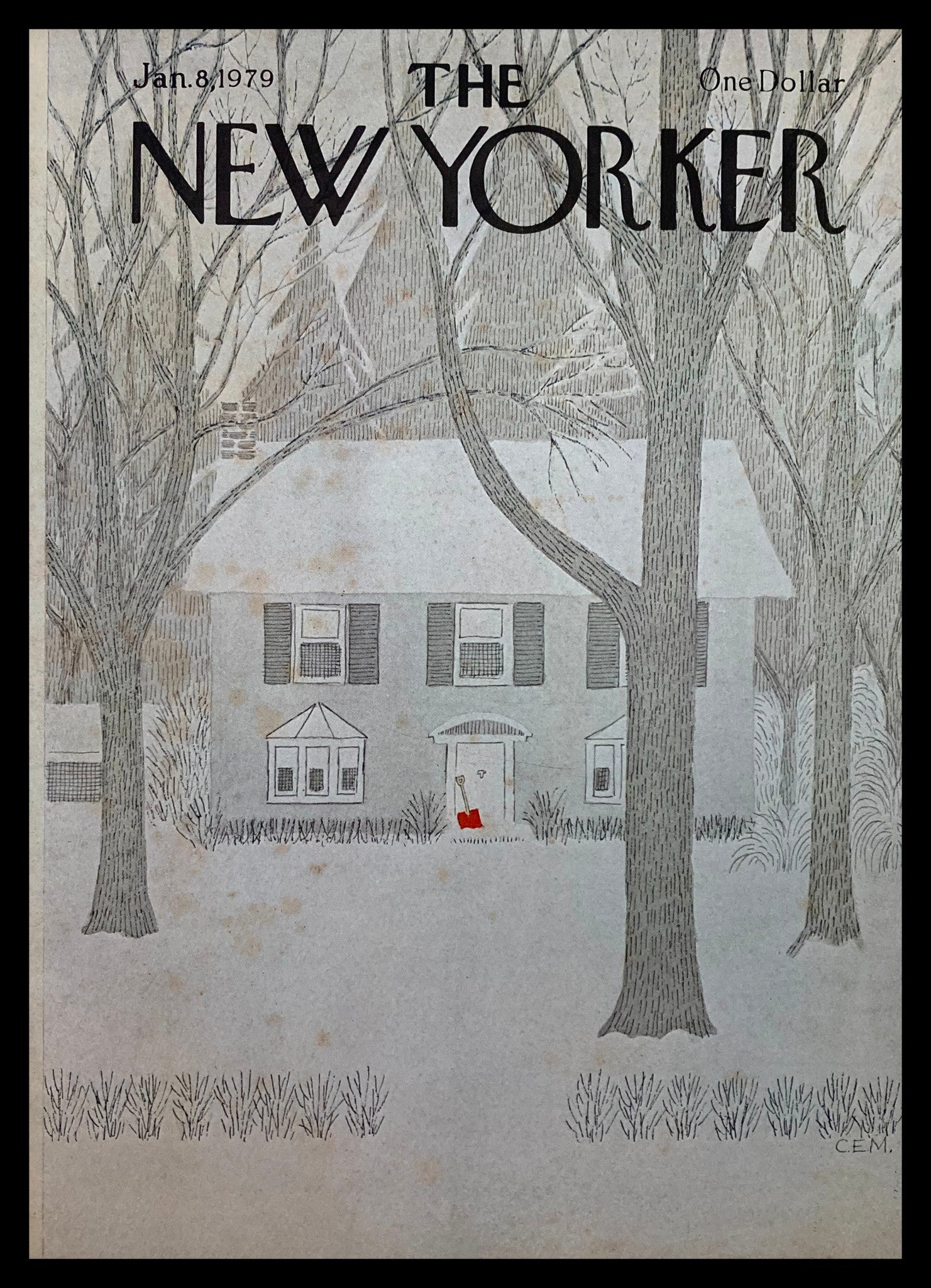 COVER ONLY The New Yorker January 8 1979 Red Shovel by Charles Martin No Label