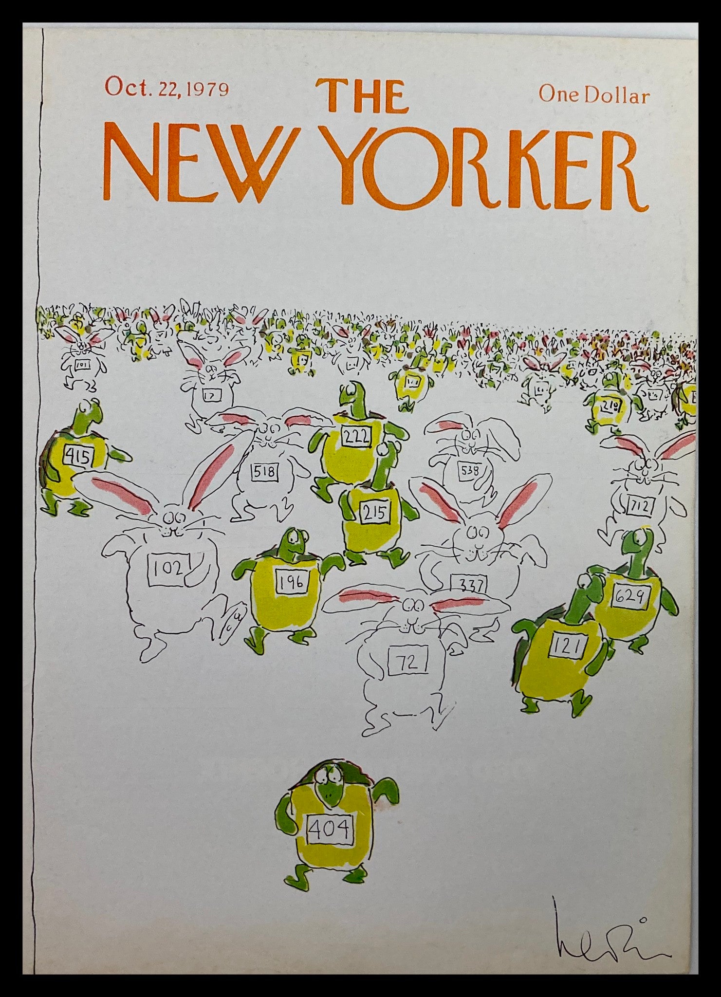 COVER ONLY The New Yorker October 22 1979 Turtle Bunny Race by A. Levin No Label