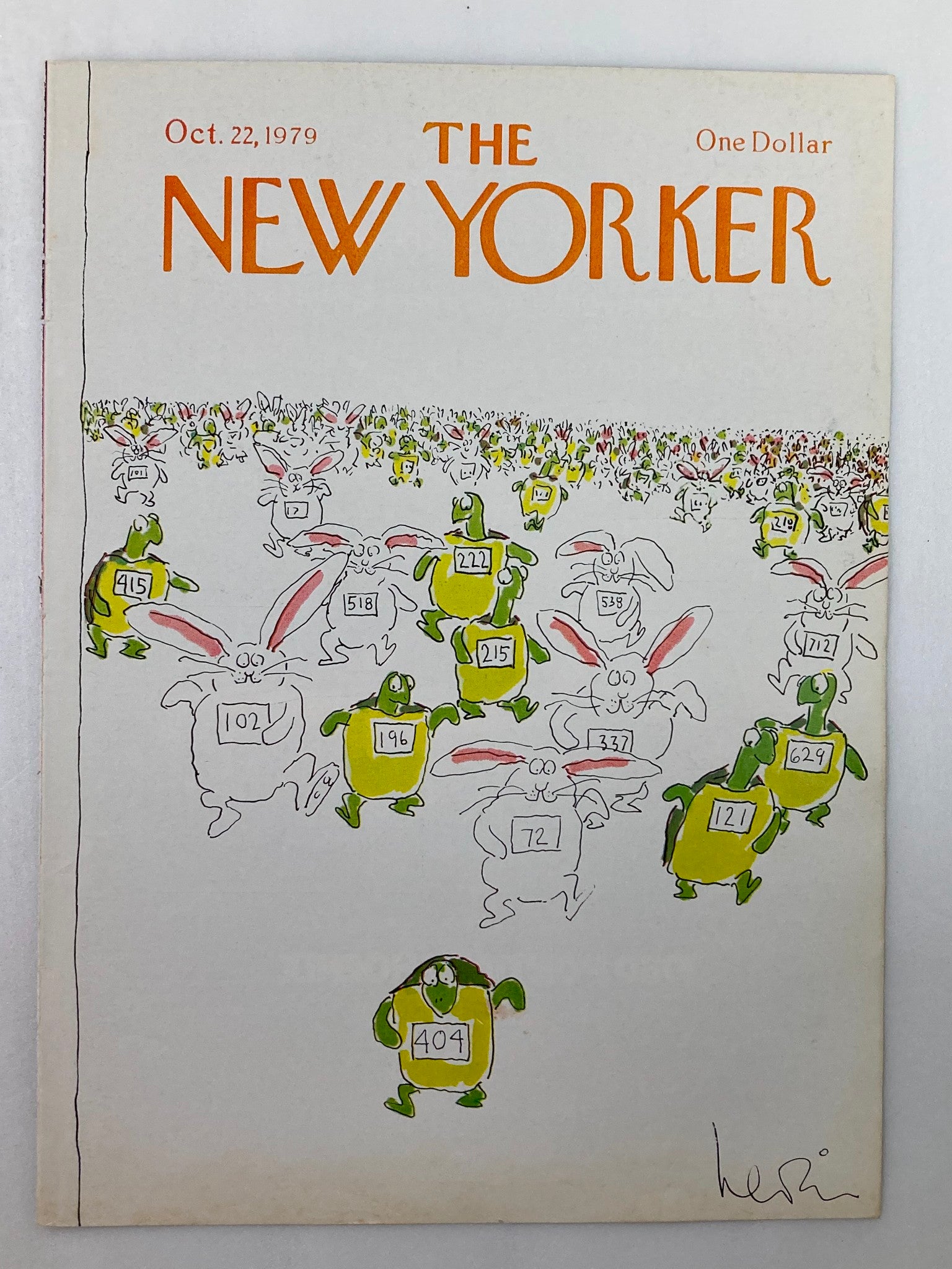 COVER ONLY The New Yorker October 22 1979 Turtle Bunny Race by A. Levin No Label