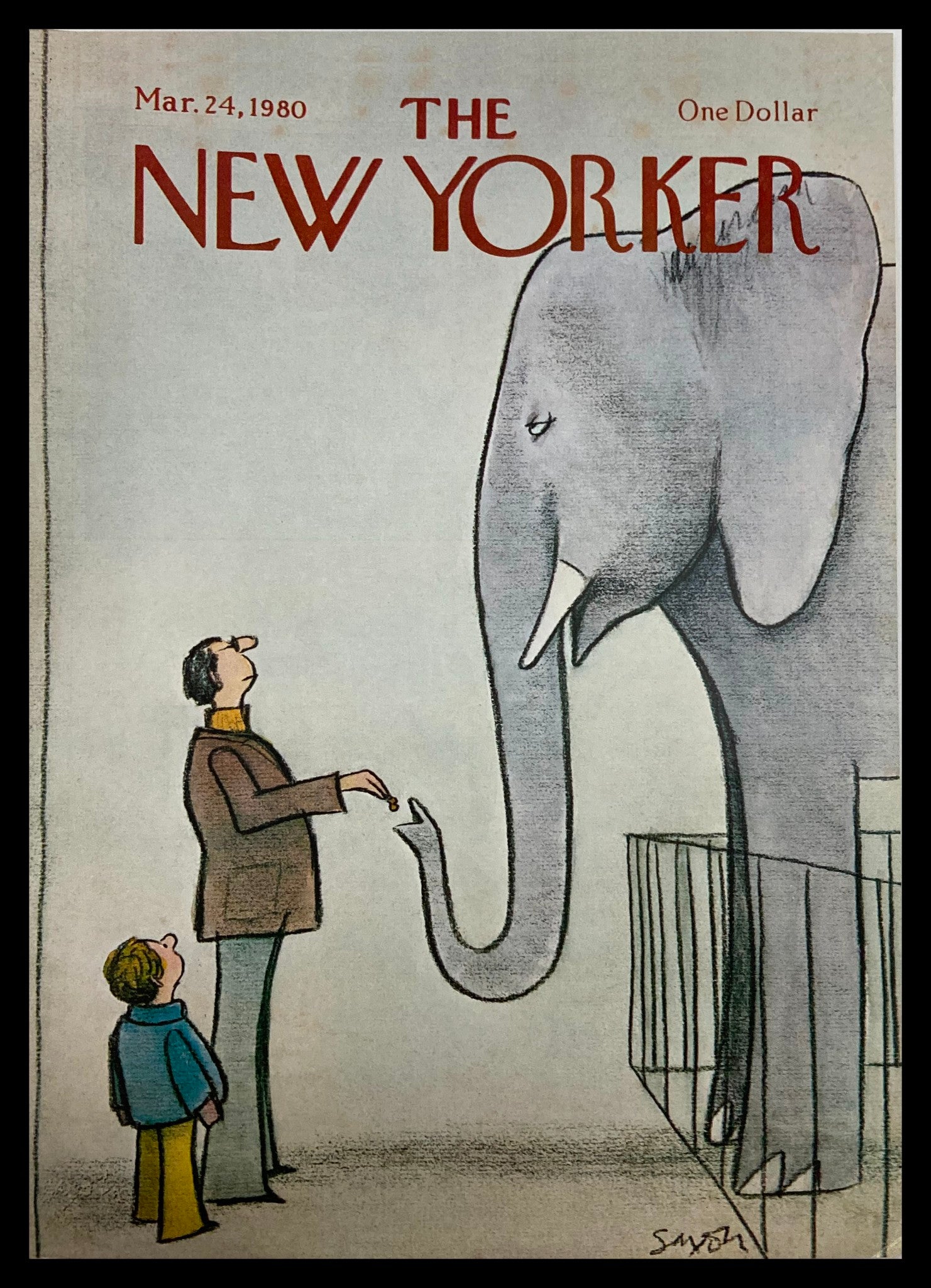 COVER ONLY The New Yorker March 24 1980 Zoo by Charles Saxon No Label