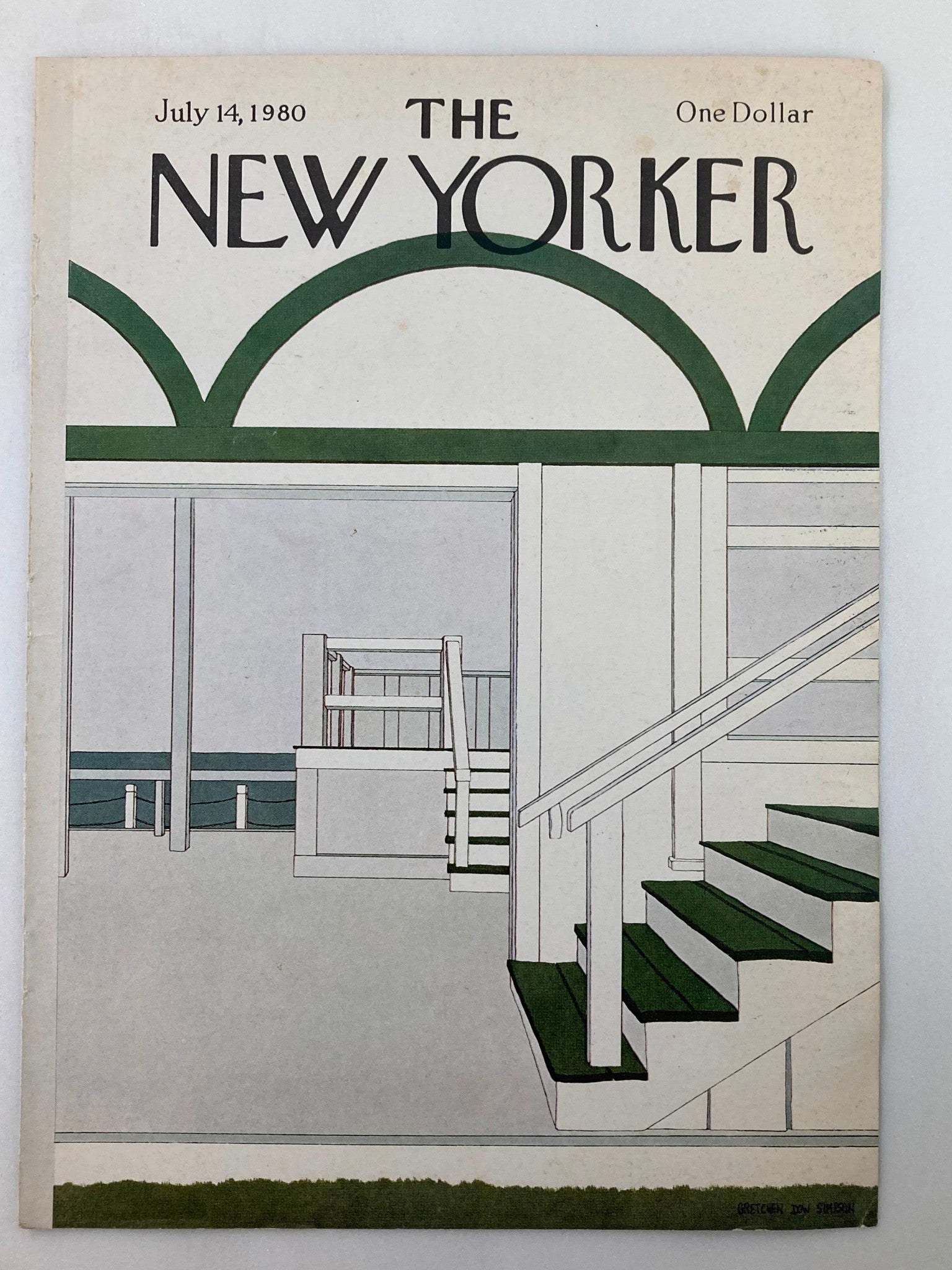 COVER ONLY The New Yorker July 14 1980 Stairs by Gretchen Dow Simpson No Label