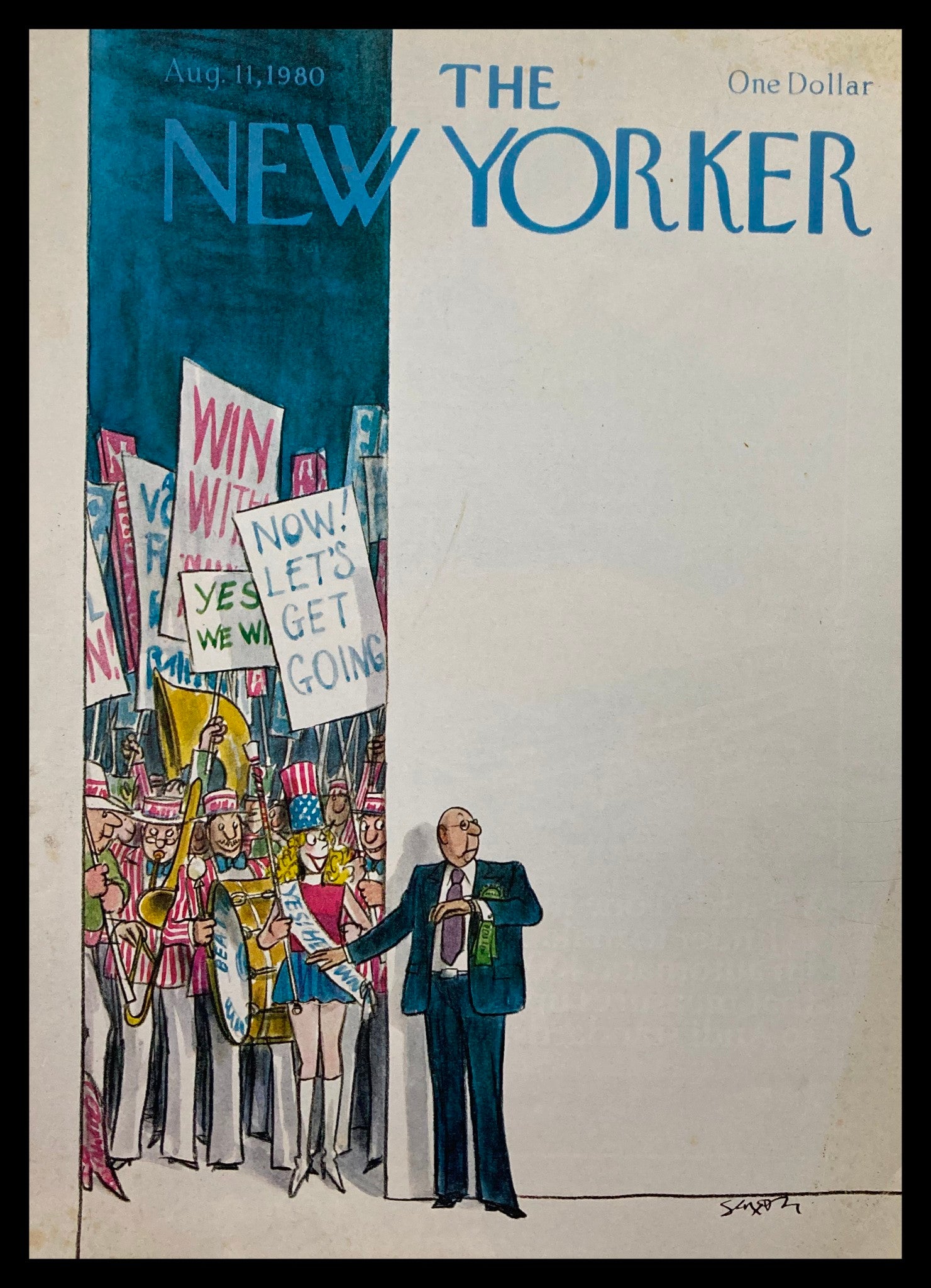 COVER ONLY The New Yorker August 1980 Election by Charles Saxon No Label