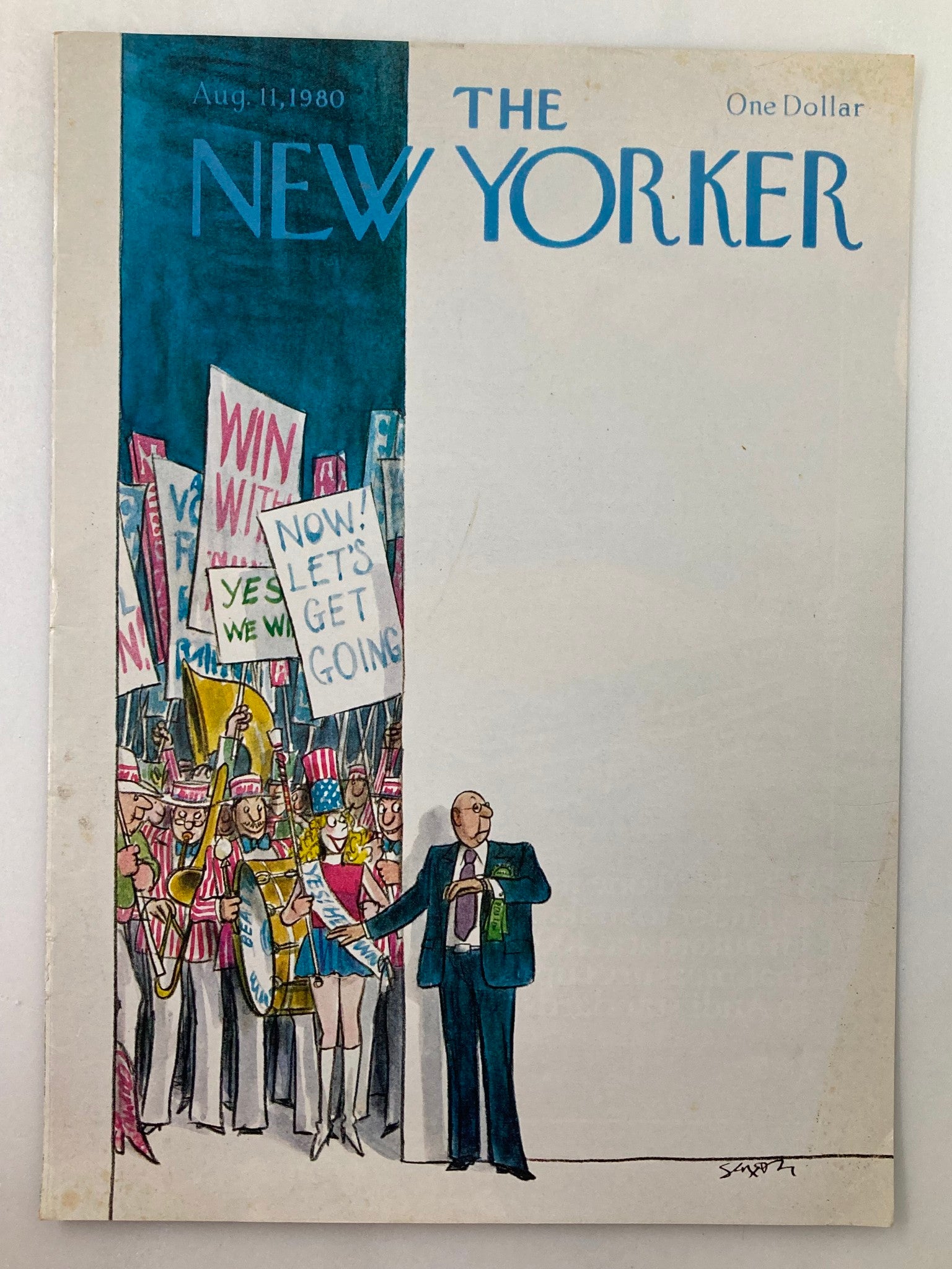 COVER ONLY The New Yorker August 1980 Election by Charles Saxon No Label