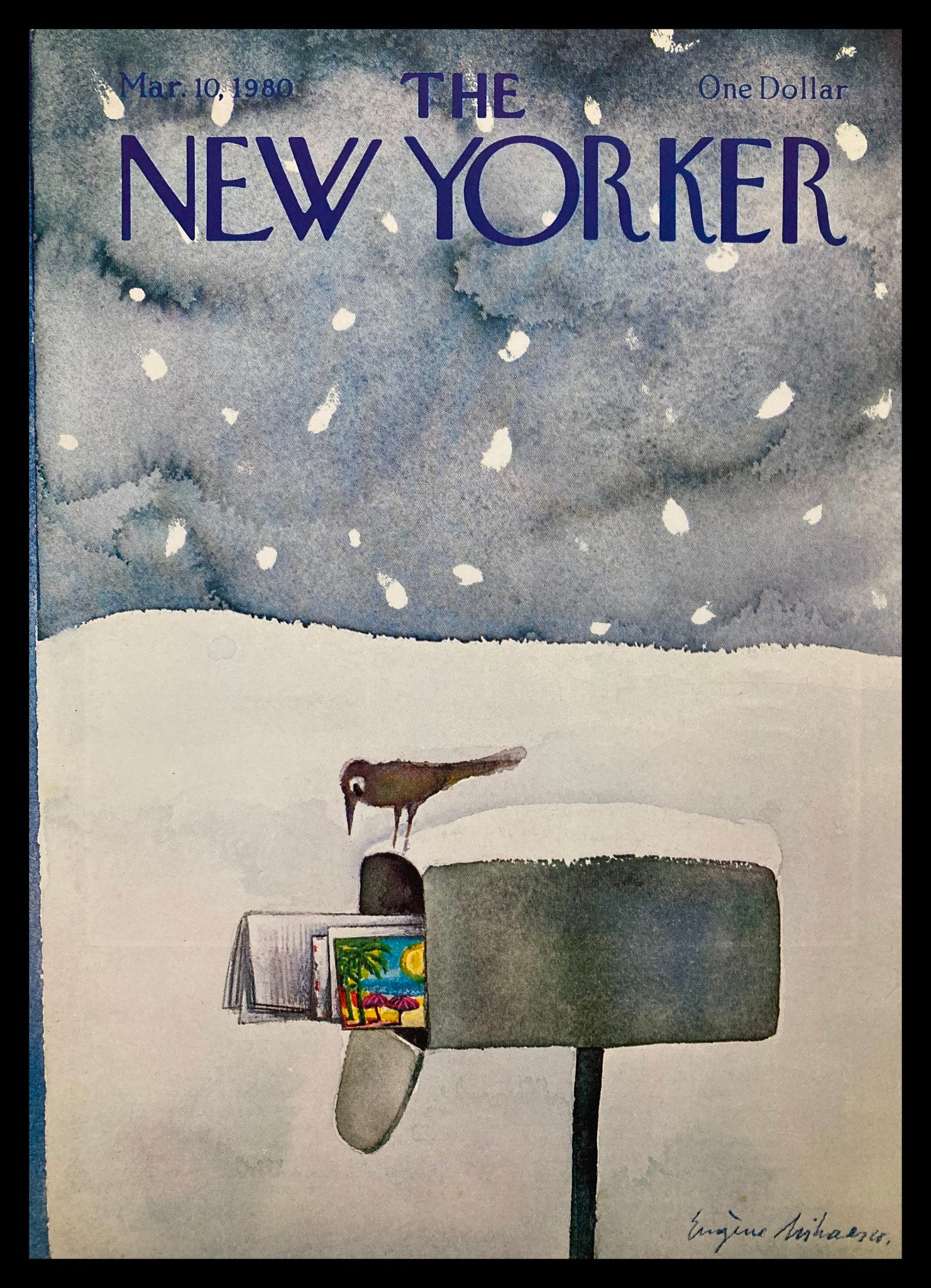 COVER ONLY The New Yorker March 10 1980 Mailbox by Eugene Mihaesco No Label