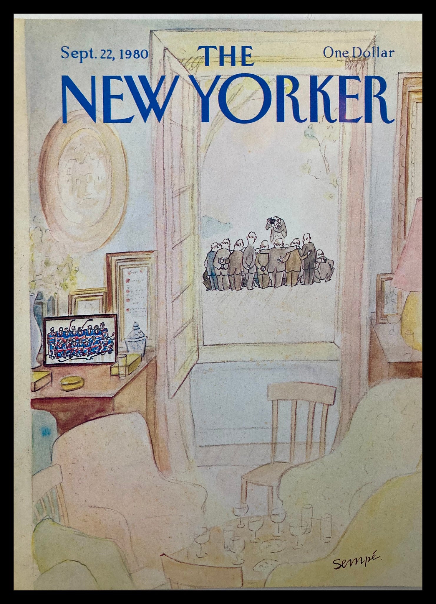 COVER ONLY The New Yorker September 22 1980 Reunion by J. J. Sempe No Label