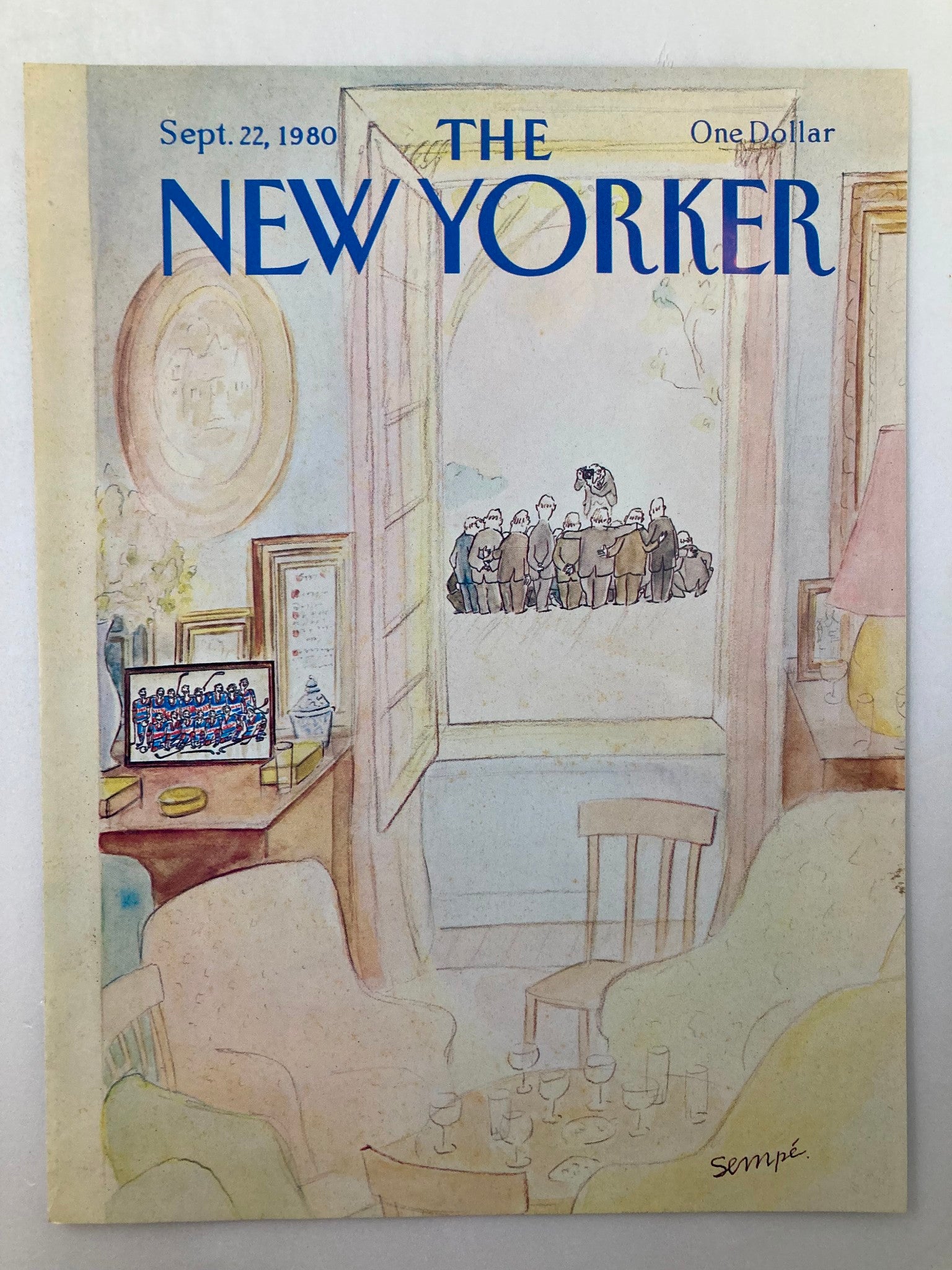 COVER ONLY The New Yorker September 22 1980 Reunion by J. J. Sempe No Label