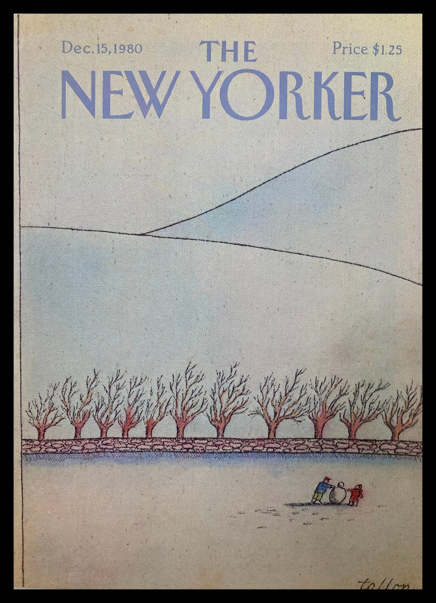 COVER ONLY The New Yorker December 15 1980 Snowman by Robert Tallon No Label