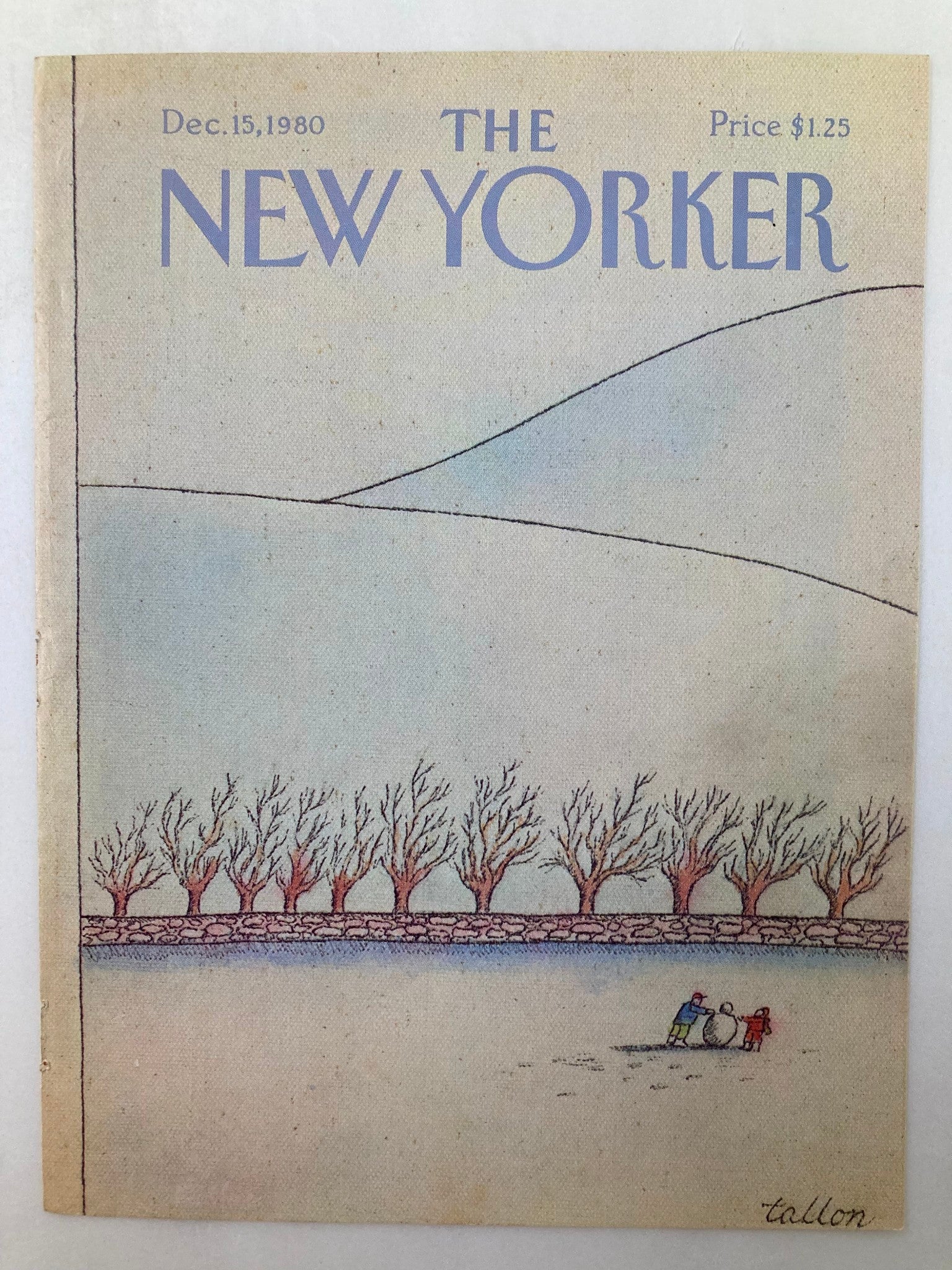 COVER ONLY The New Yorker December 15 1980 Snowman by Robert Tallon No Label