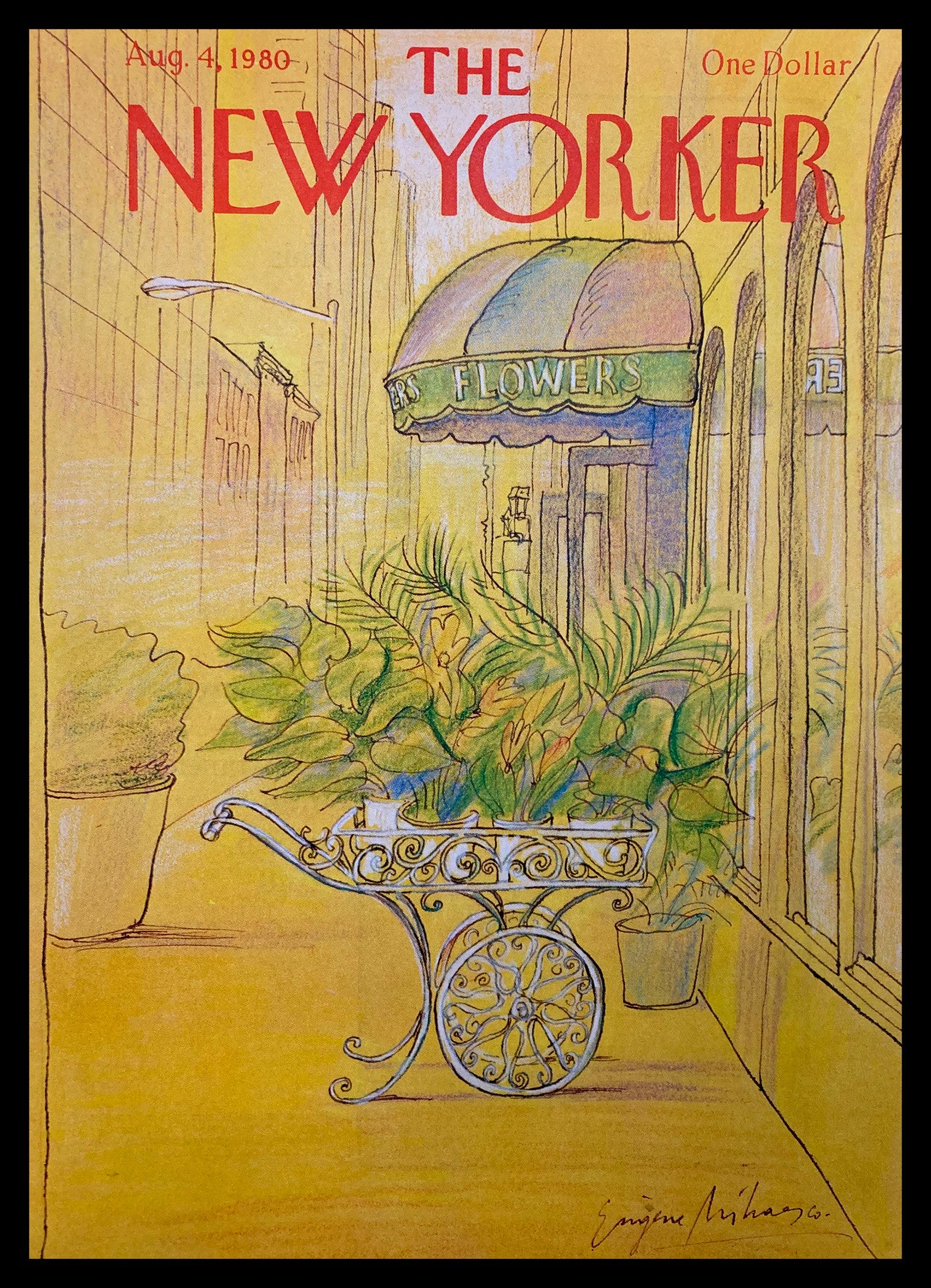 COVER ONLY The New Yorker August 4 1980 Greens by Eugene Mihaesco No Label