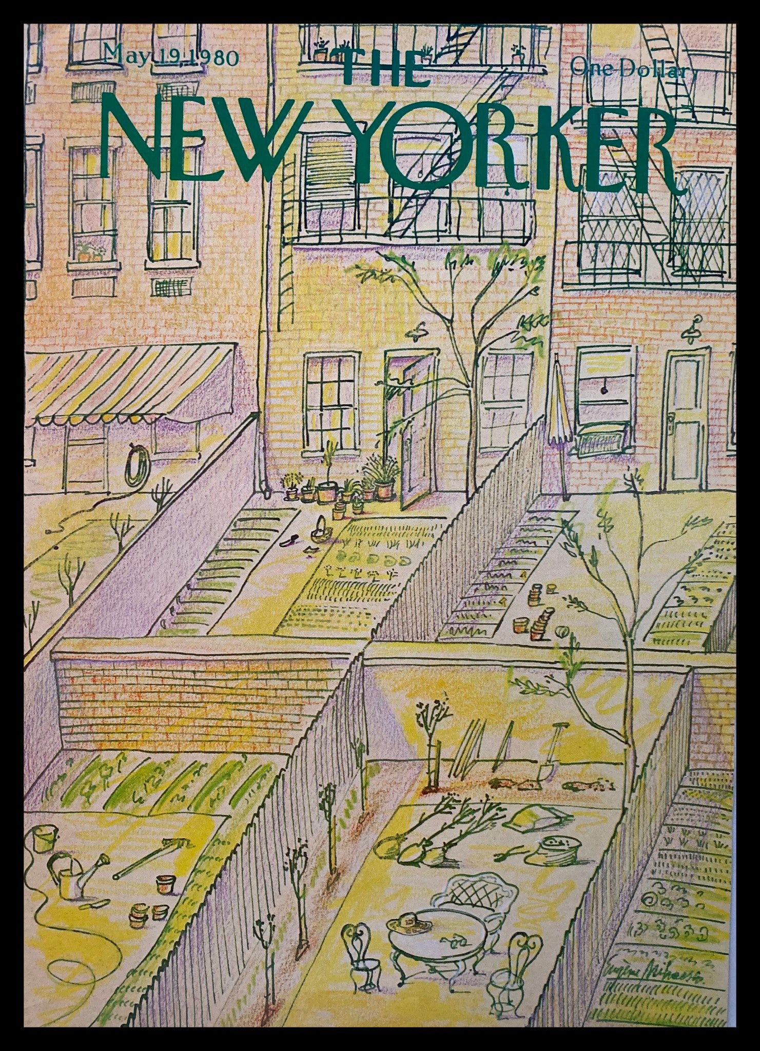 COVER ONLY The New Yorker May 19 1980 Yard by Eugene Mihaesco No Label