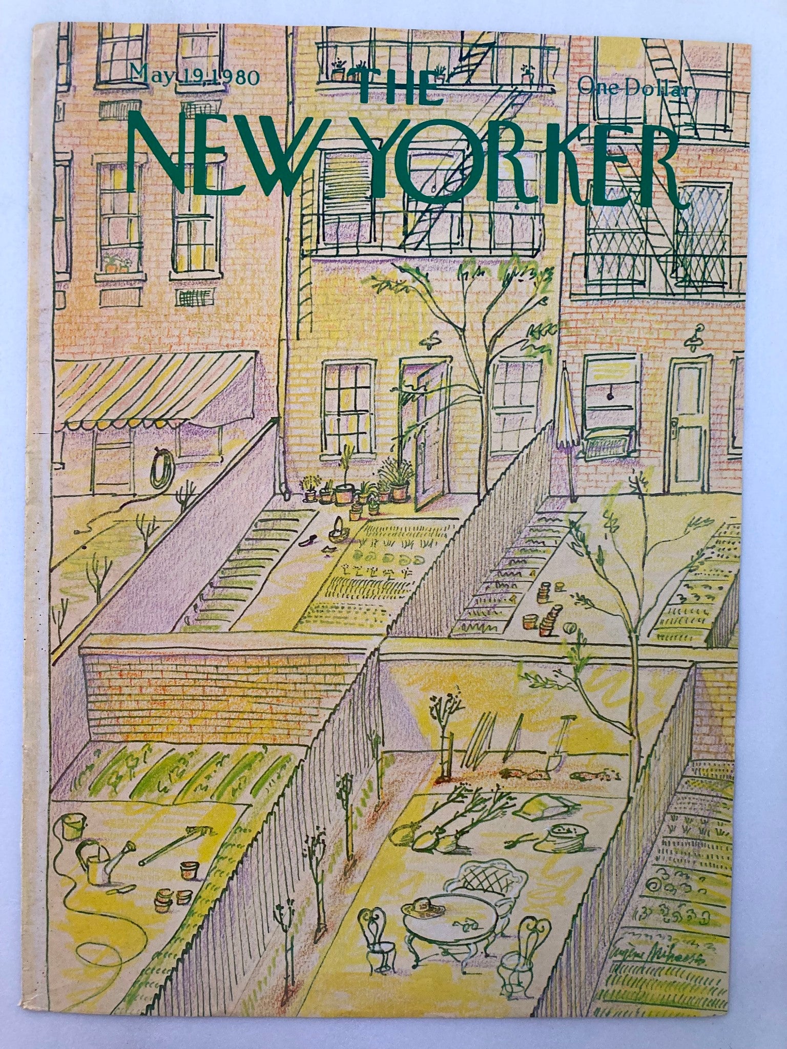 COVER ONLY The New Yorker May 19 1980 Yard by Eugene Mihaesco No Label