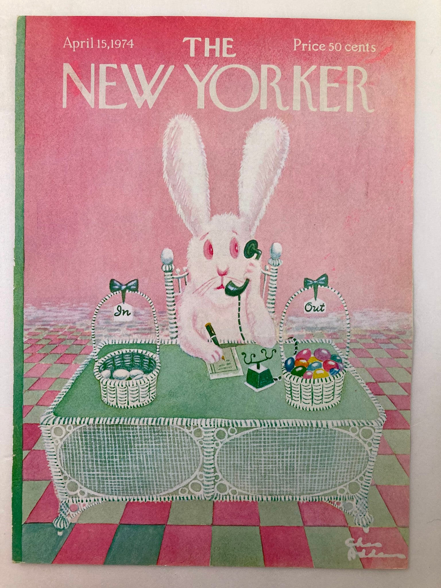 COVER ONLY The New Yorker April 15 1974 Easter by Chas Addams No Label