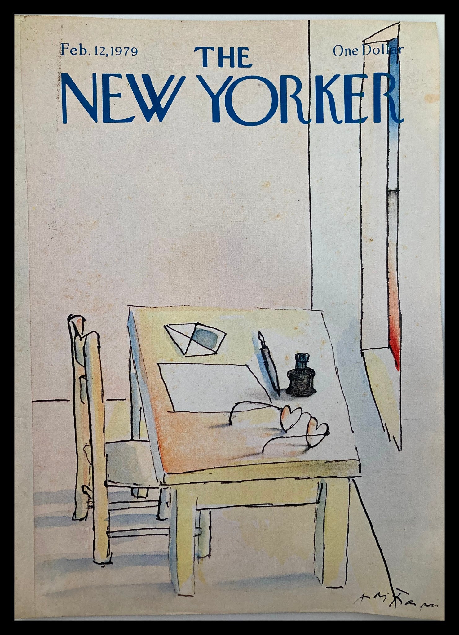 COVER ONLY The New Yorker February 12 1979 Desk by Andre Francois No Label