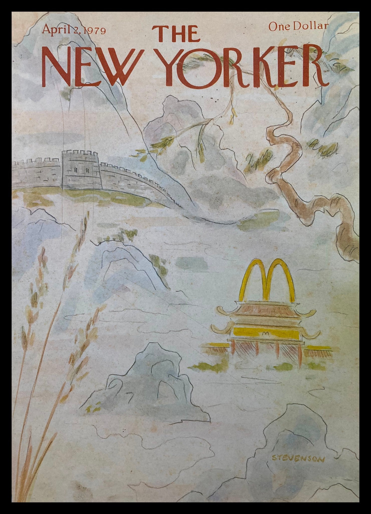 COVER ONLY The New Yorker April 2 1979 McTemple by James Stevenson No Label