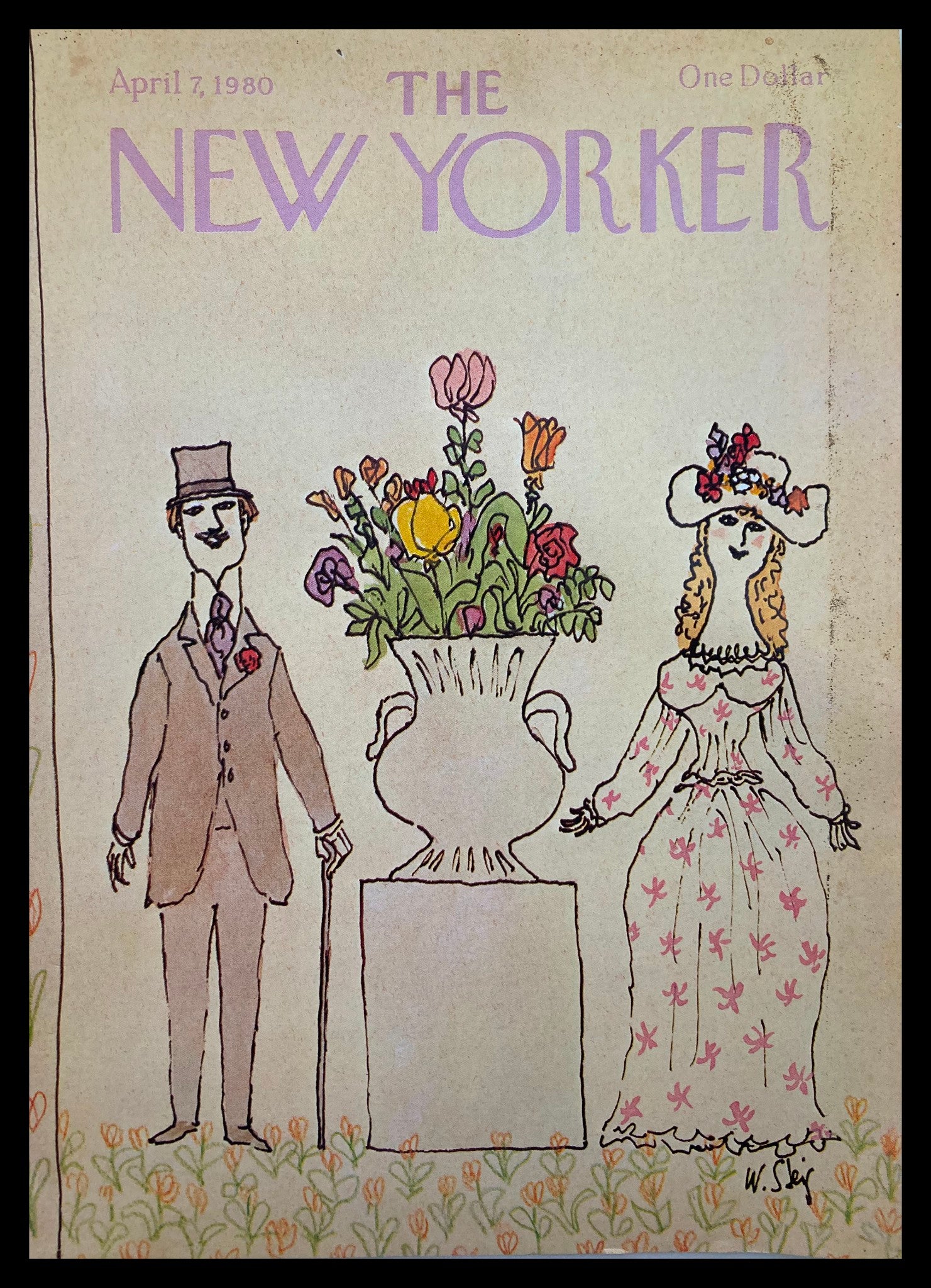 COVER ONLY The New Yorker April 7 1980 A Vase by William Steig No Label