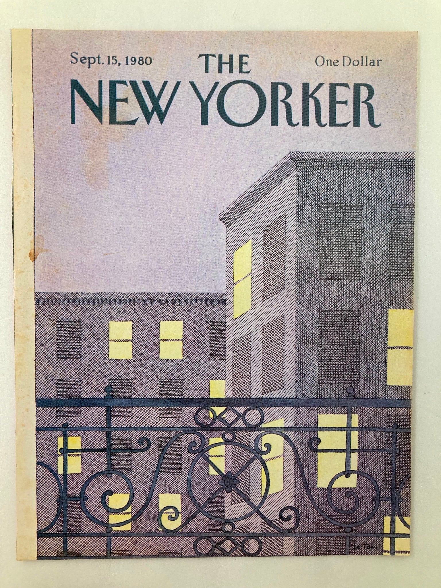 COVER ONLY The New Yorker September 15 1980 Night Time by Pierre Le-Tan No Label