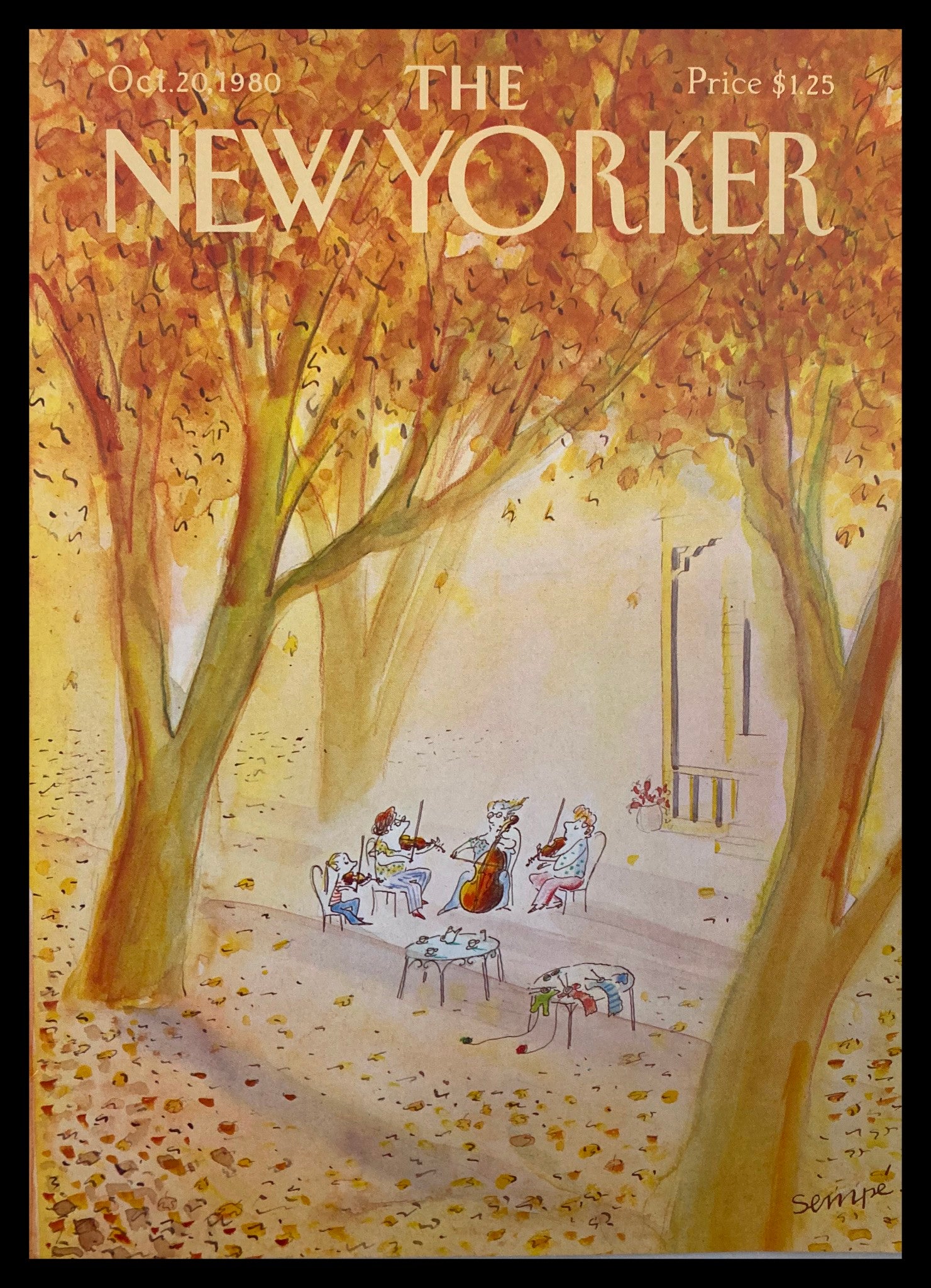 COVER ONLY The New Yorker October 20 1980 Musicians by J. J. Sempe No Label