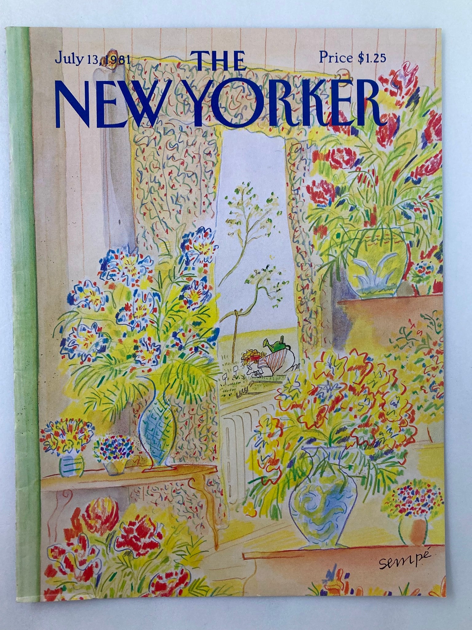 COVER ONLY The New Yorker July 13 1981 Gardener by J. J. Sempe No Label