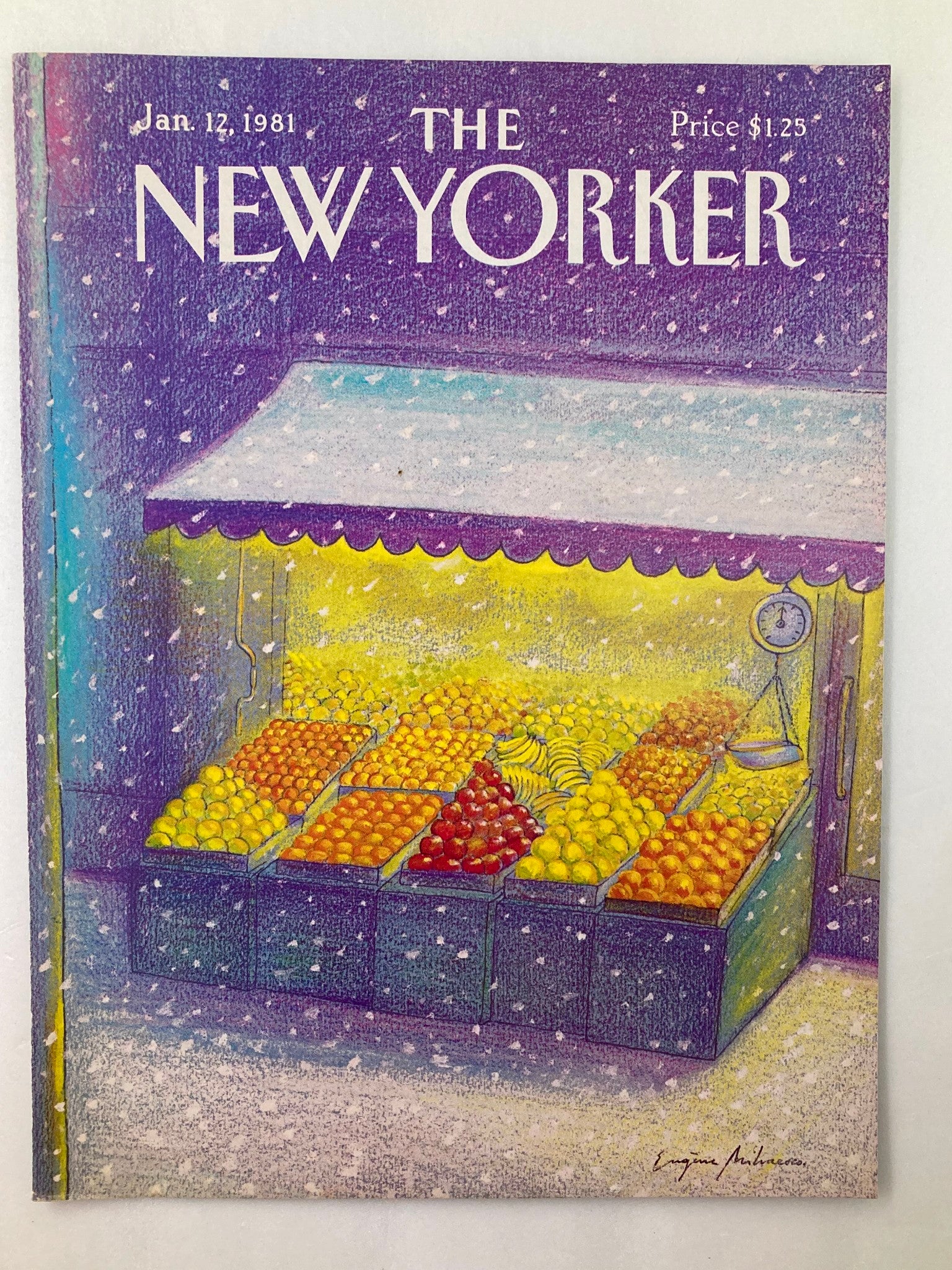 COVER ONLY The New Yorker January 12 1981 Fruit Stand Eugene Mihaesco No Label