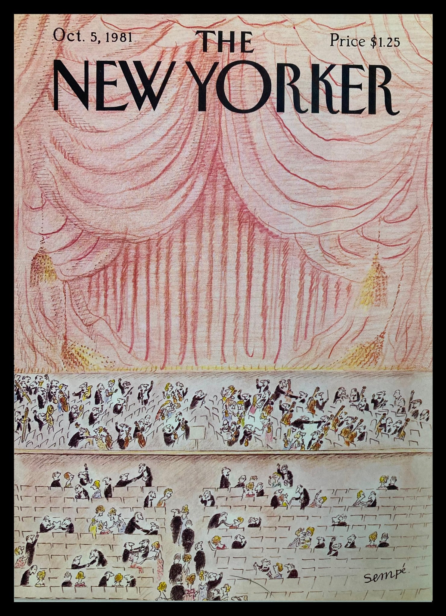 COVER ONLY The New Yorker October 5 1981 Theater Play by J. J. Sempe No Label