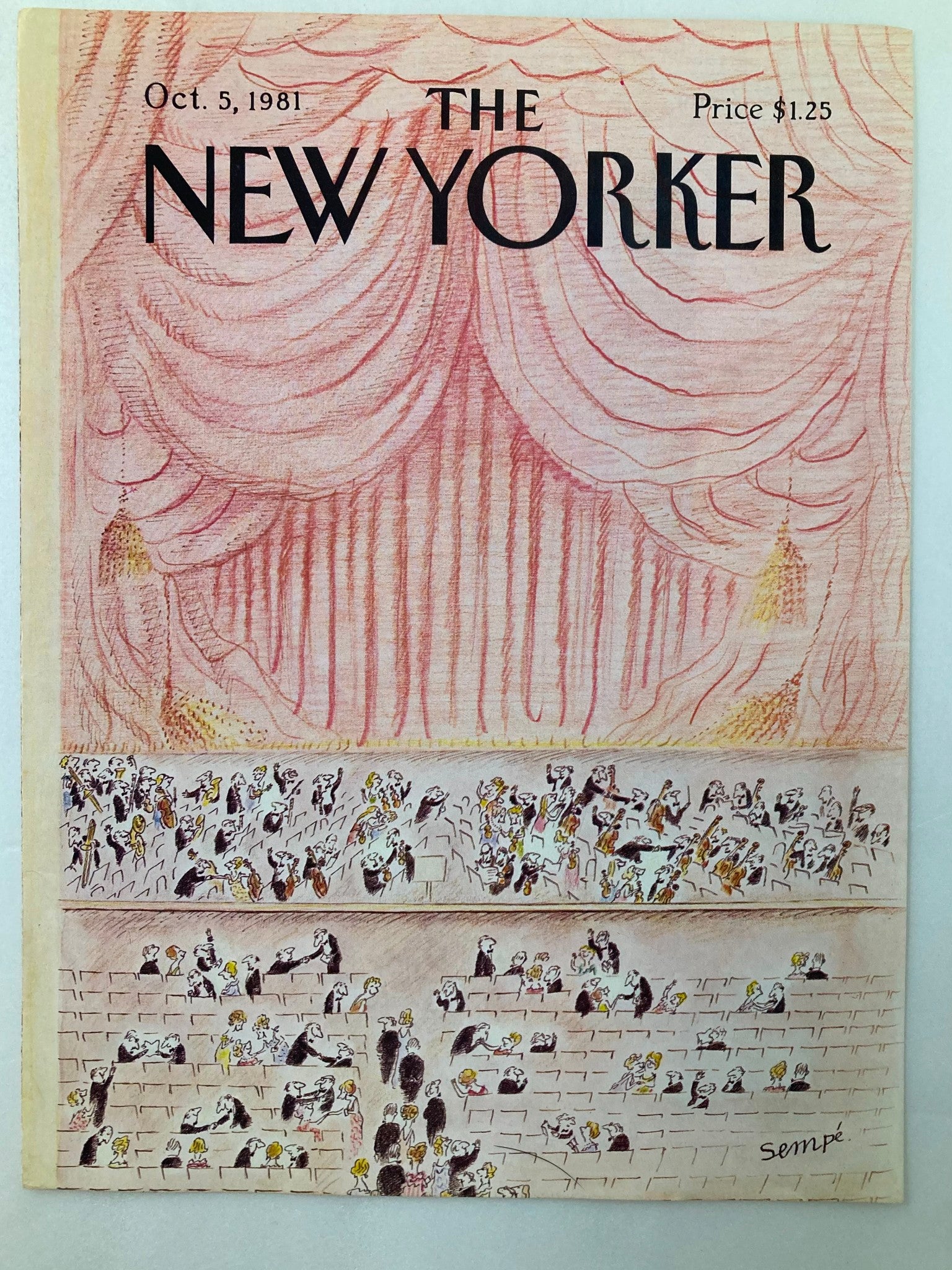 COVER ONLY The New Yorker October 5 1981 Theater Play by J. J. Sempe No Label