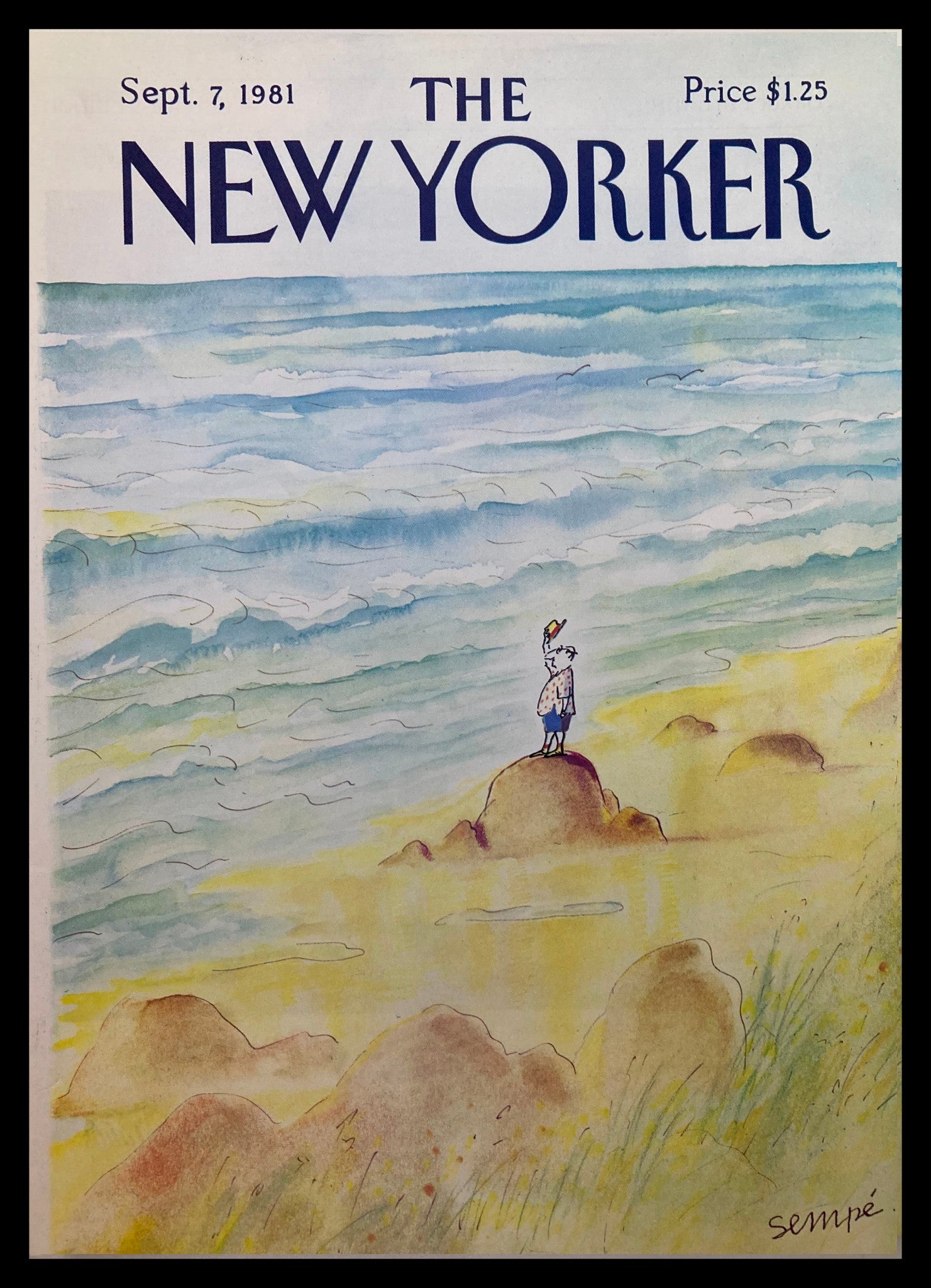 COVER ONLY The New Yorker September 7 1981 Shoreline by J. J. Sempe No Label