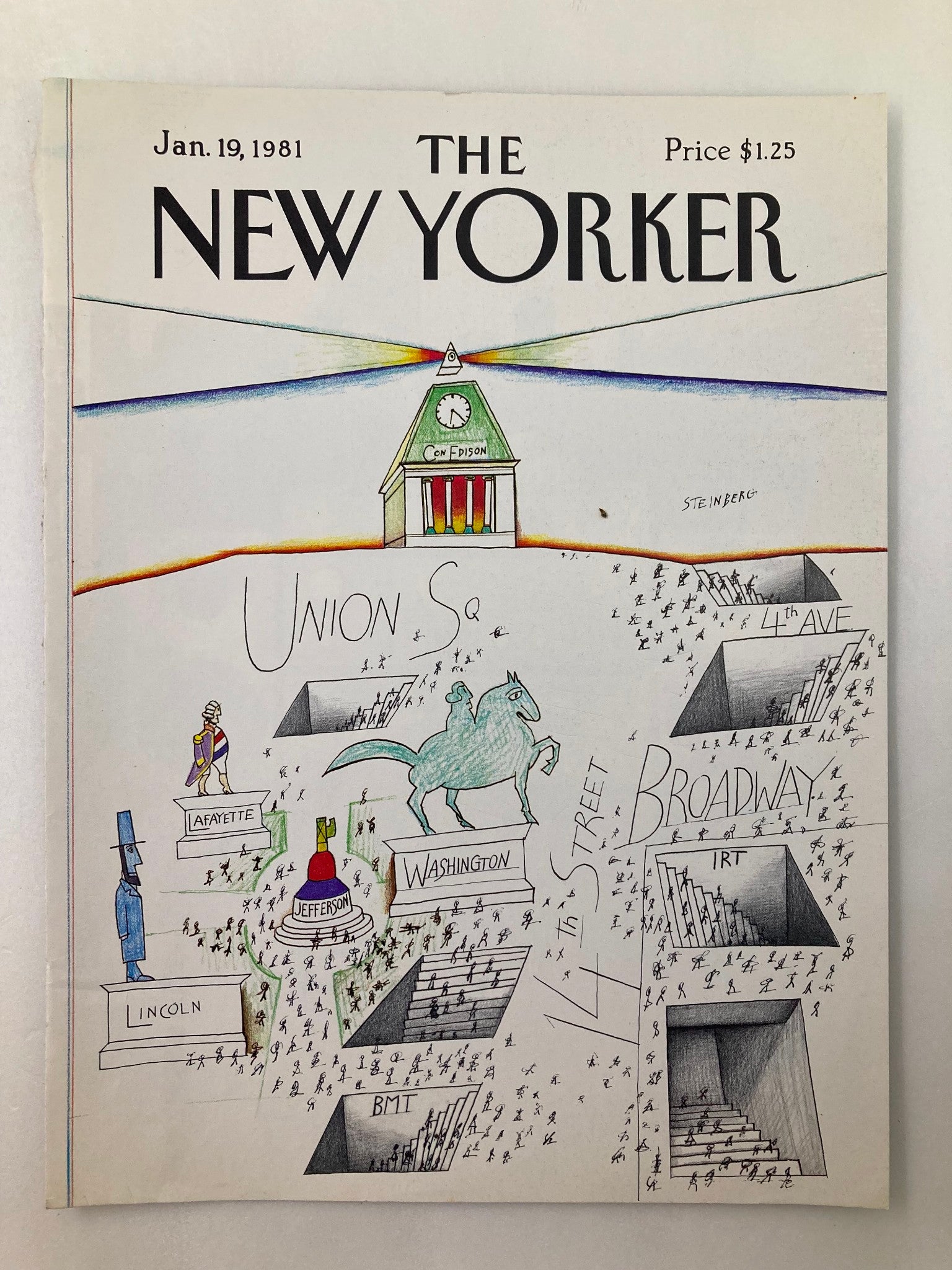 COVER ONLY The New Yorker January 19 1981 Union Square Saul Steinberg No Label