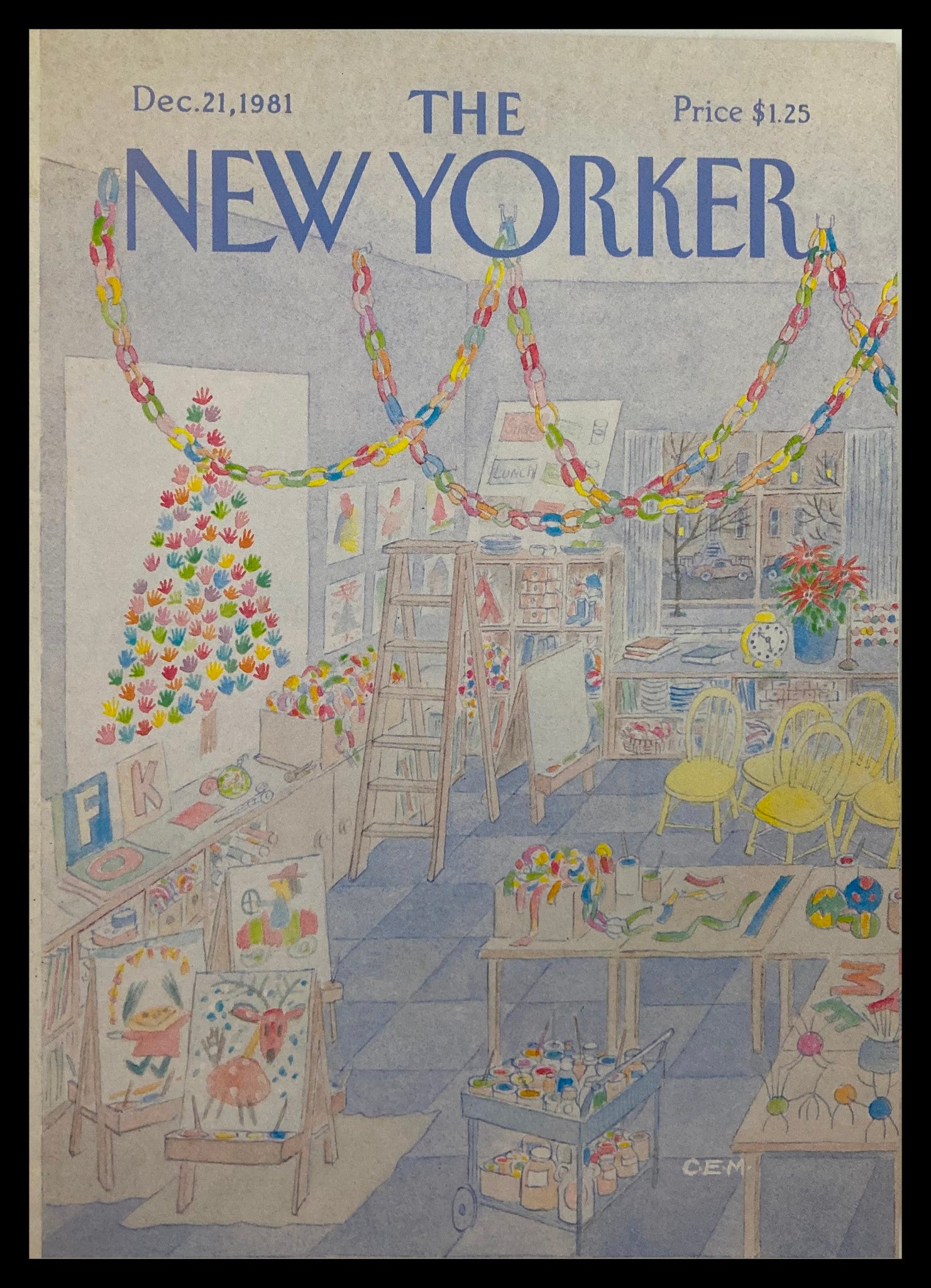 COVER ONLY The New Yorker December 21 1981 Art School by Charles Martin No Label