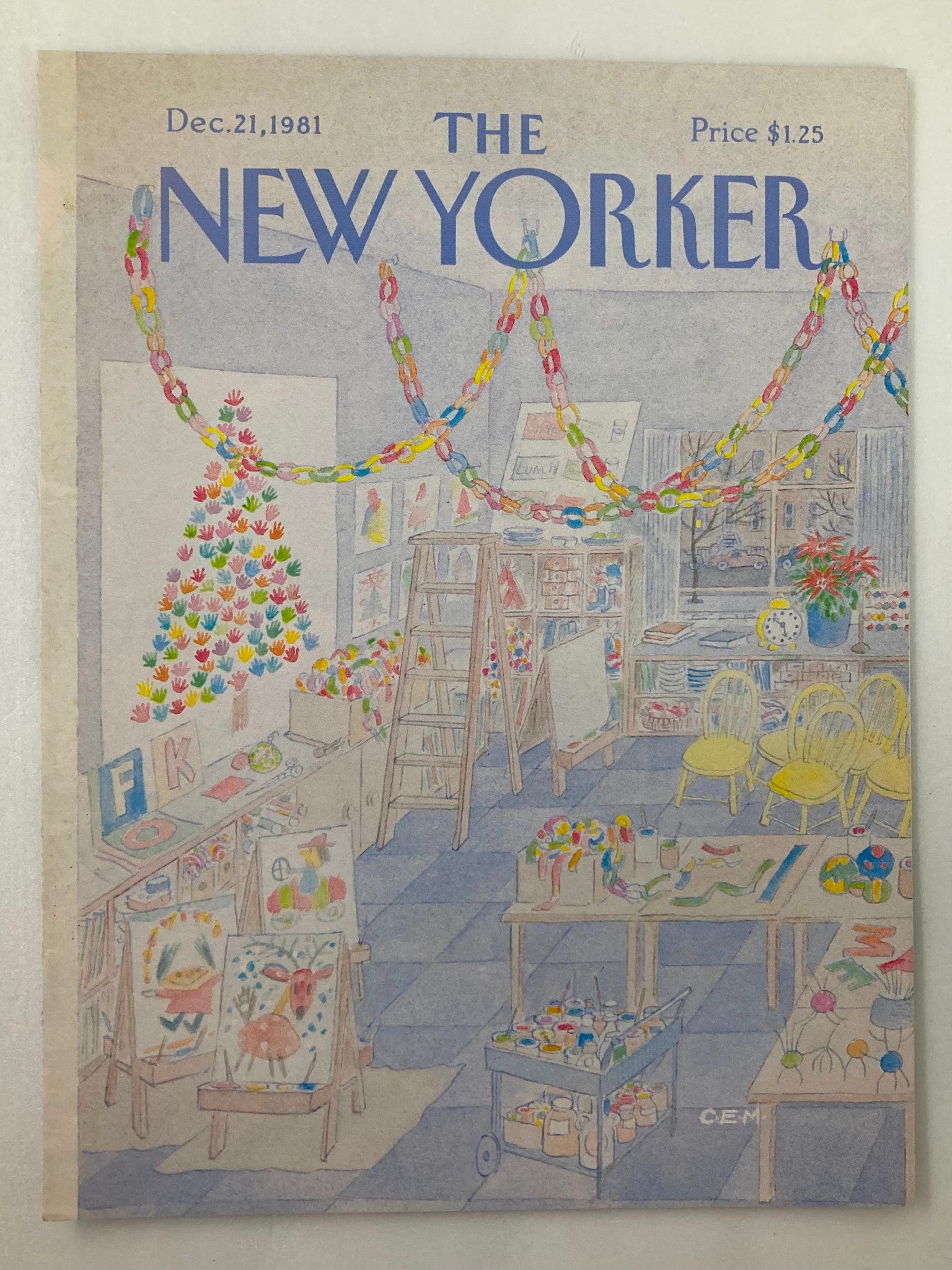 COVER ONLY The New Yorker December 21 1981 Art School by Charles Martin No Label