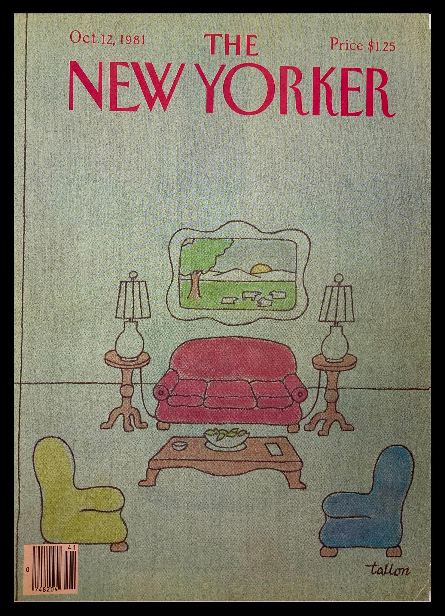 COVER ONLY The New Yorker October 12 1981 Couches by Robert Tallon No Label