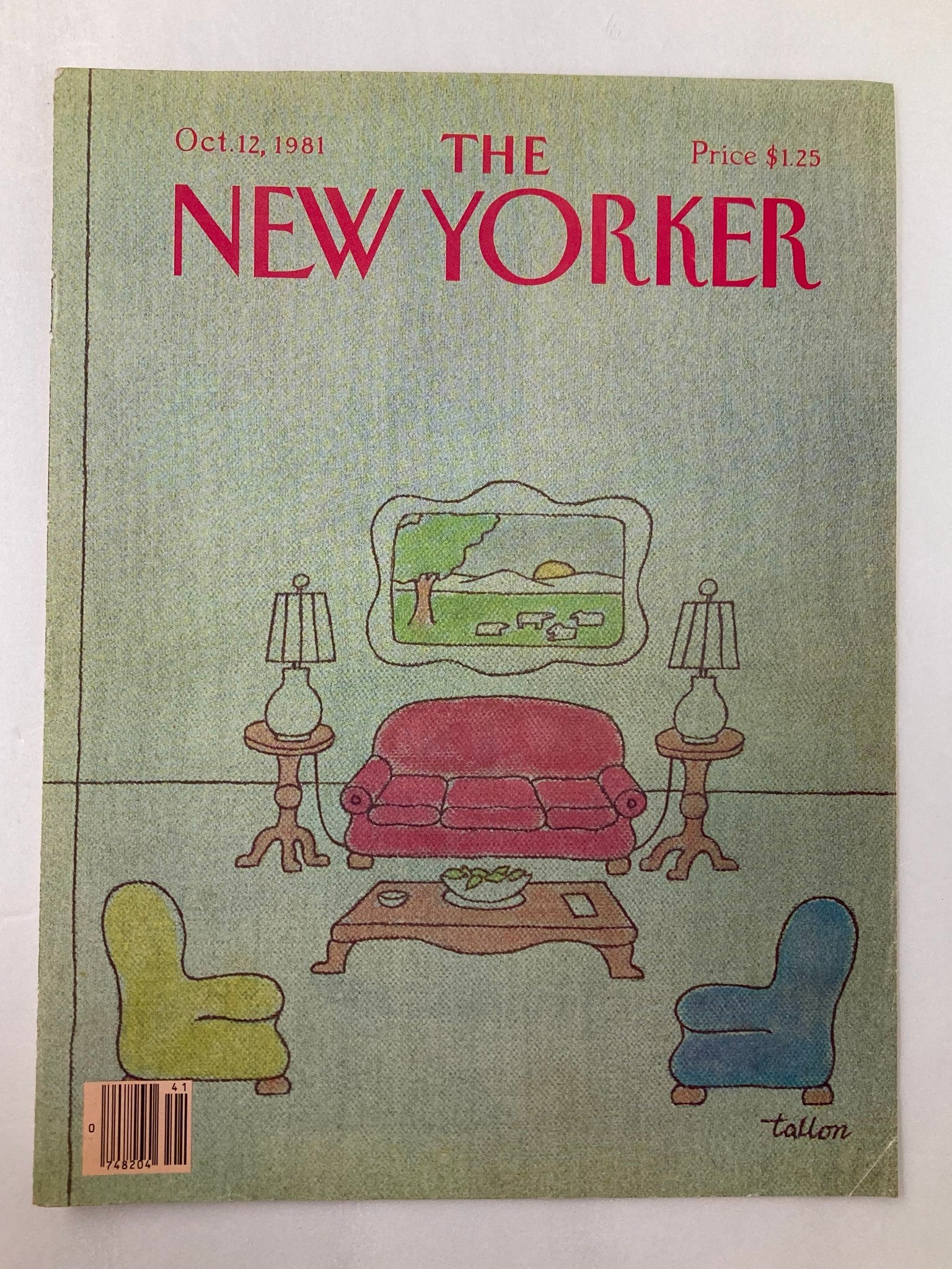 COVER ONLY The New Yorker October 12 1981 Couches by Robert Tallon No Label