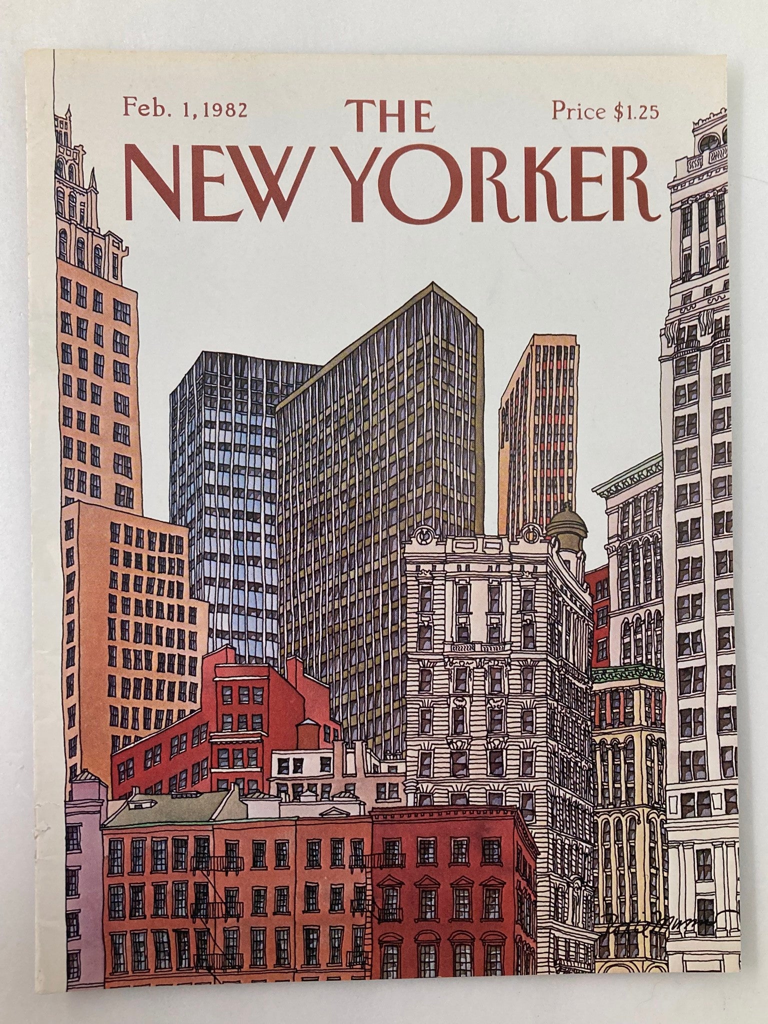 COVER ONLY The New Yorker February 1 1982 Buildings by Roxie Munro No Label