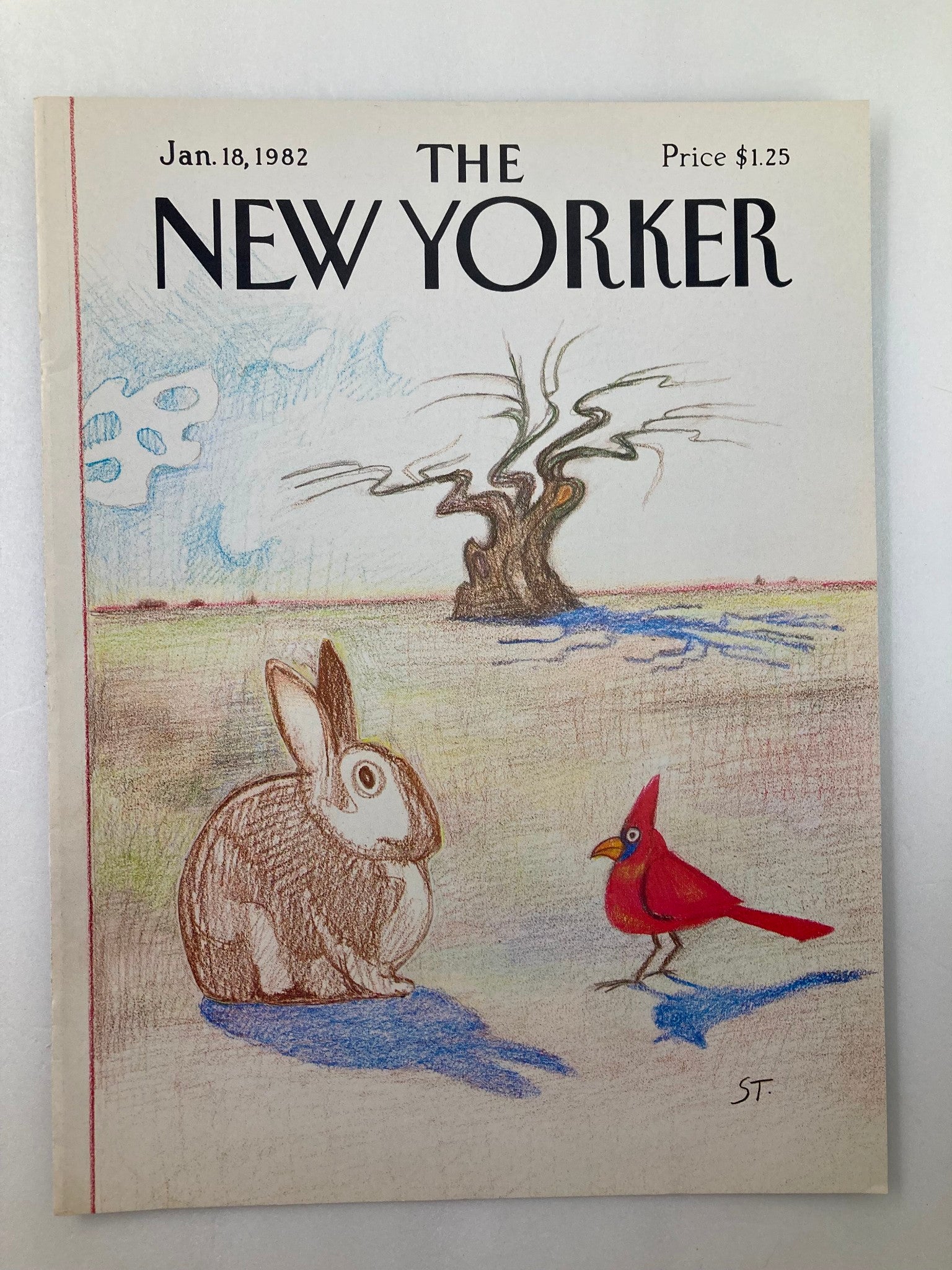 COVER ONLY The New Yorker January 18 1982 Stare Contest by S. Steinberg No Label