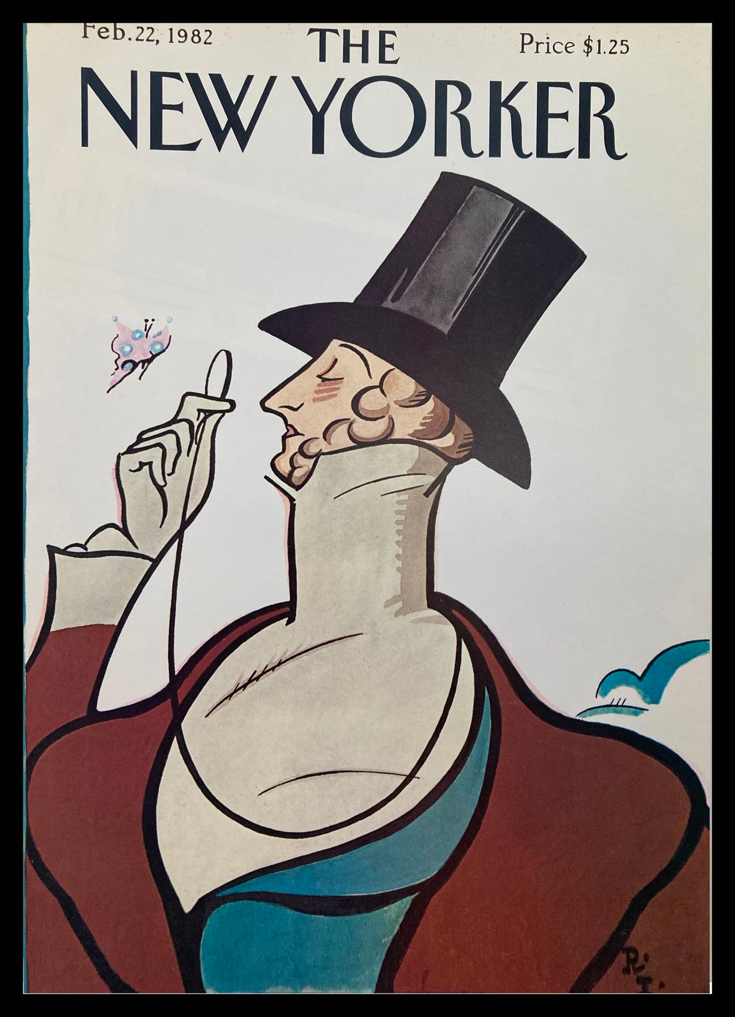 COVER ONLY The New Yorker February 22 1982 Eustace Tilley by Rea Irvin No Label