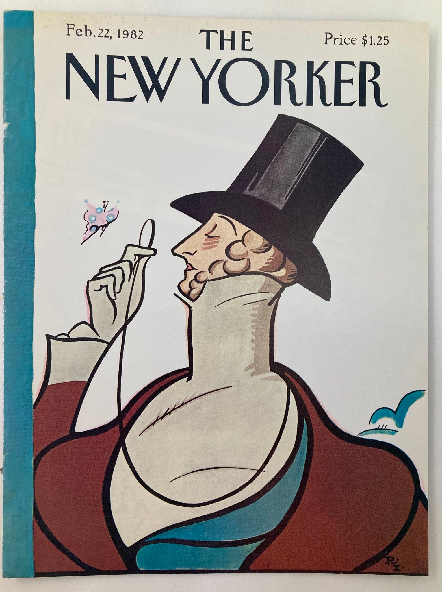 COVER ONLY The New Yorker February 22 1982 Eustace Tilley by Rea Irvin No Label