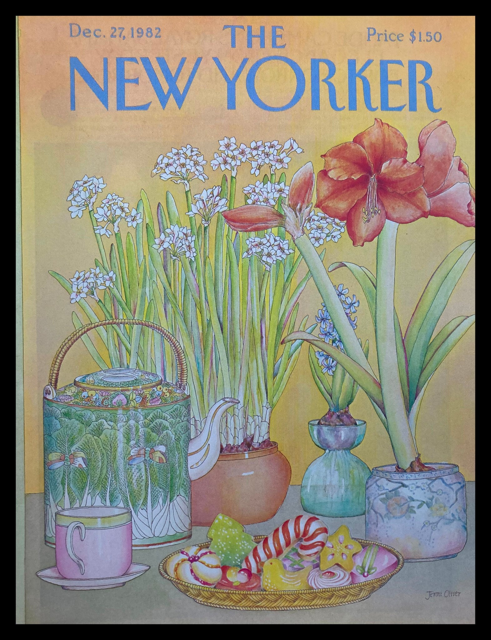 COVER ONLY The New Yorker December 27 1982 Tea Time by Jenni Oliver No Label