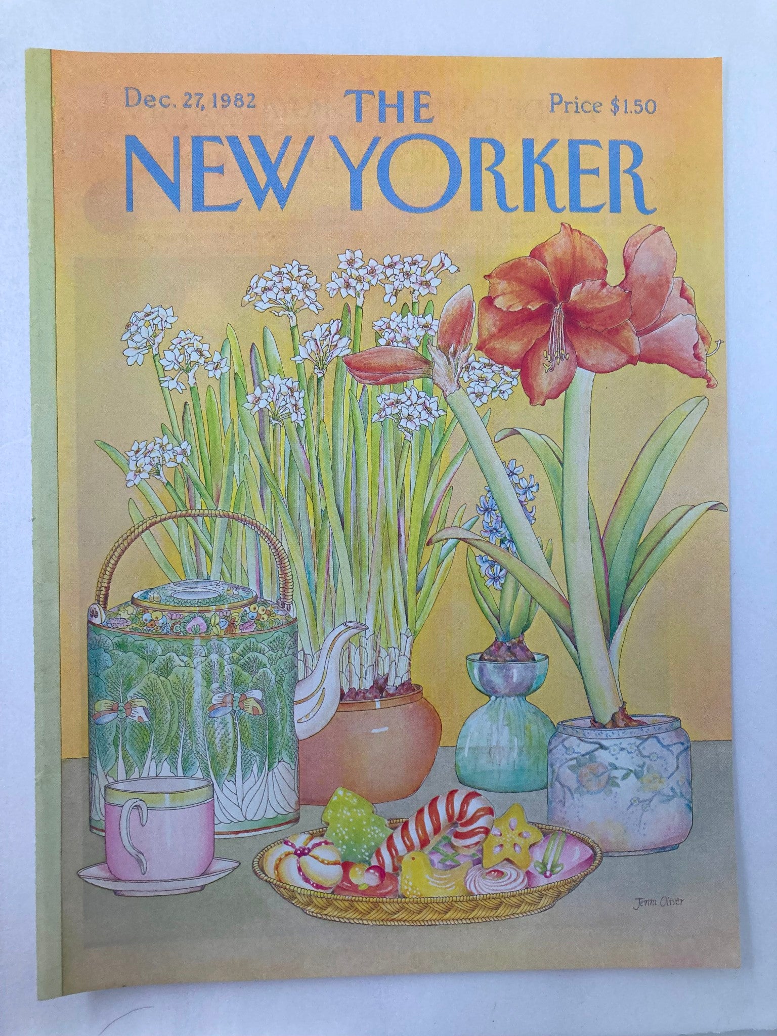 COVER ONLY The New Yorker December 27 1982 Tea Time by Jenni Oliver No Label