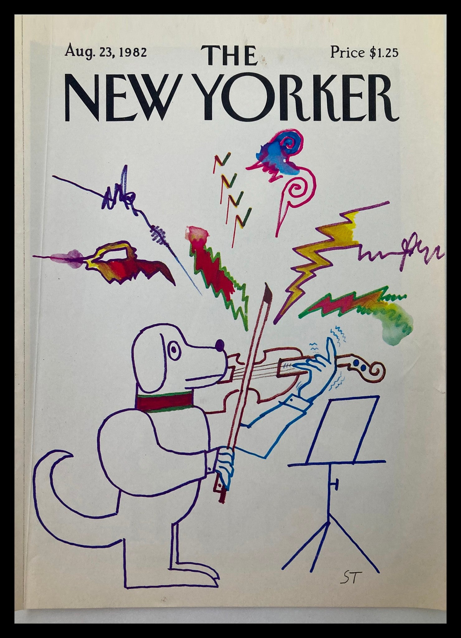 COVER ONLY The New Yorker August 23 1982 Dog Plays by Saul Steinberg No Label