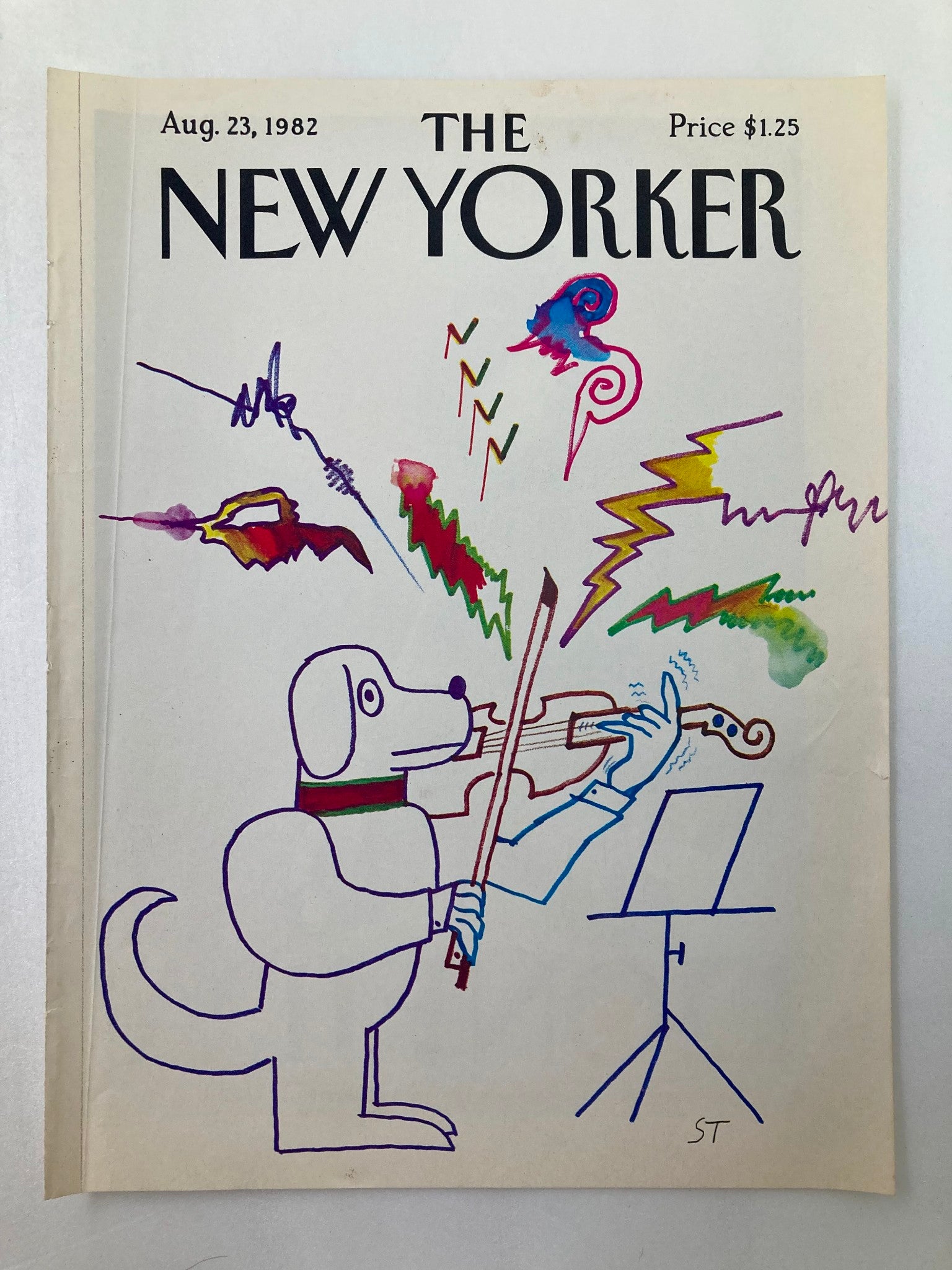 COVER ONLY The New Yorker August 23 1982 Dog Plays by Saul Steinberg No Label