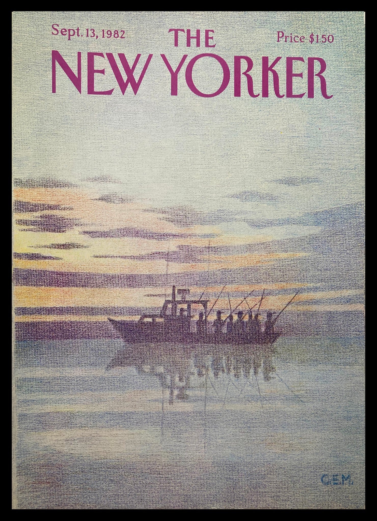 COVER ONLY The New Yorker September 13 1982 Fishing Boat by Charles M. No Label