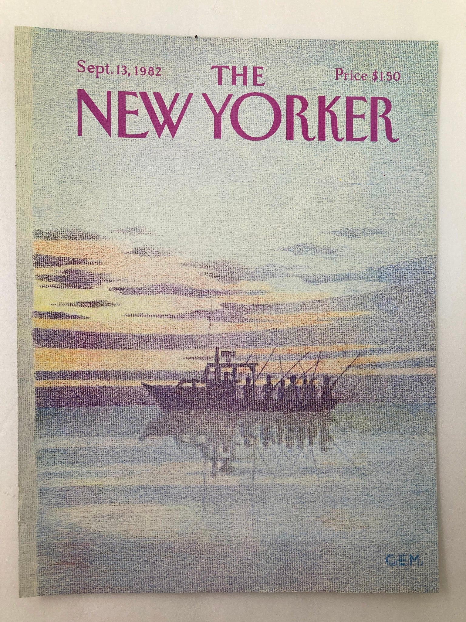 COVER ONLY The New Yorker September 13 1982 Fishing Boat by Charles M. No Label