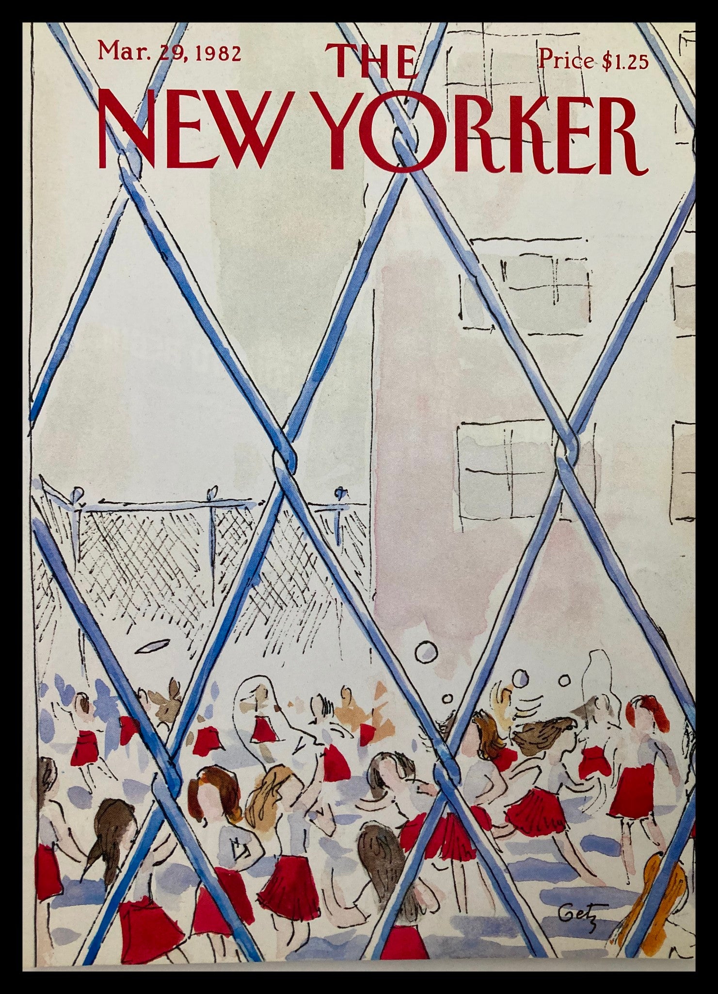 COVER ONLY The New Yorker March 29 1982 Red Skirts by Arthur Getz No Label