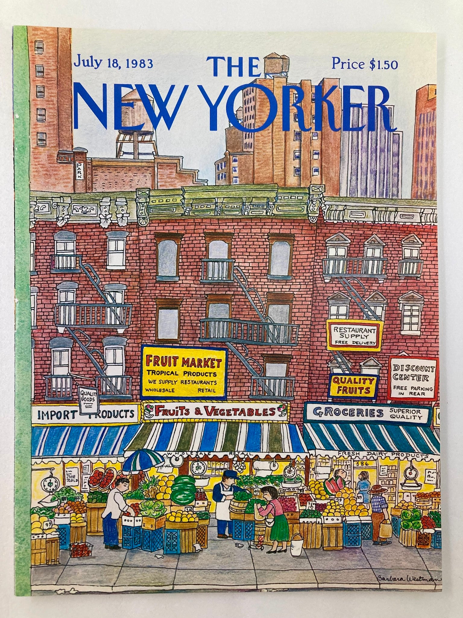 COVER ONLY The New Yorker July 18 1983 Fruit Market by Barbara Westman No Label