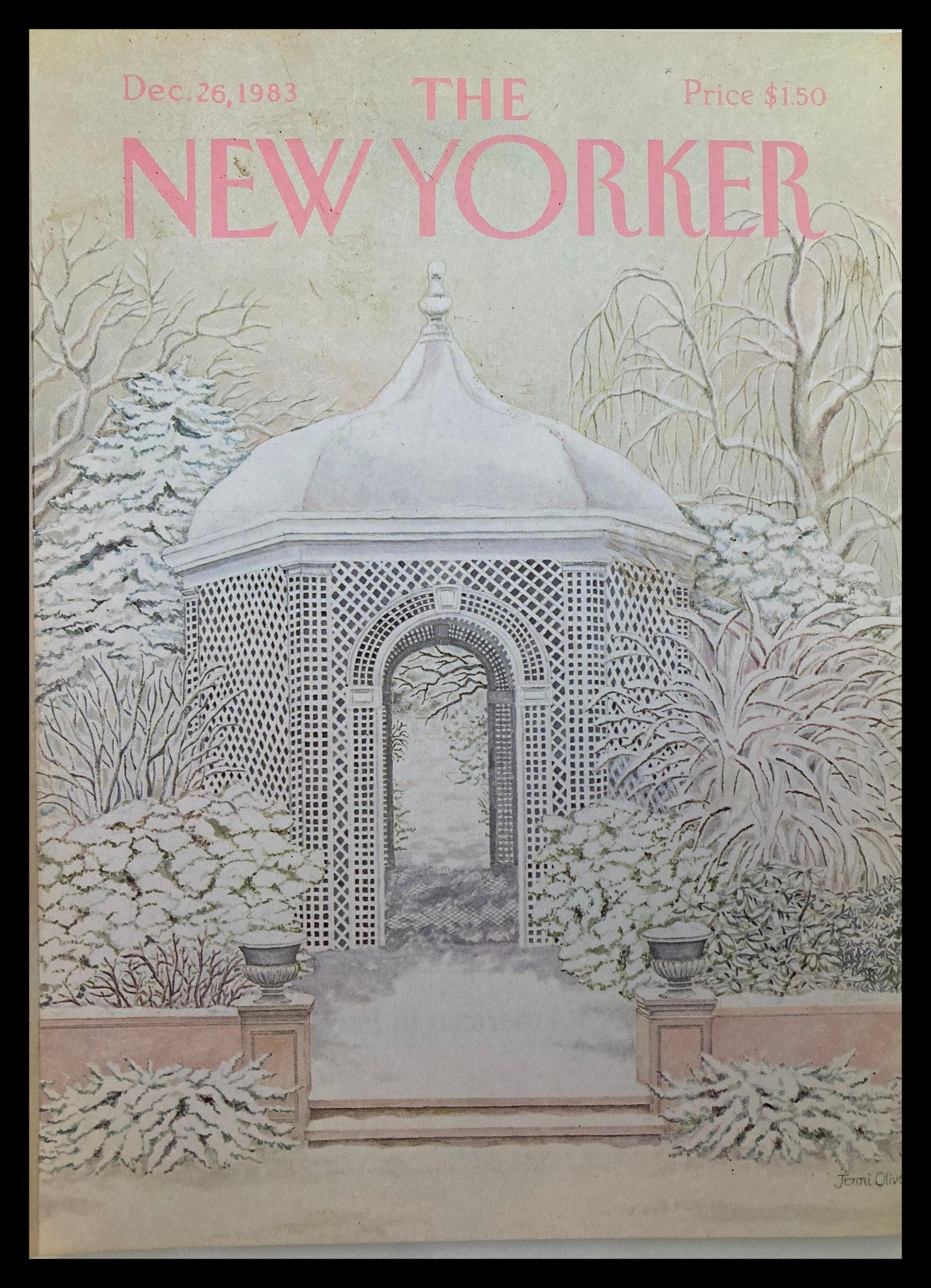 COVER ONLY The New Yorker December 26 1983 Gazebo by Jenni Oliver No Label